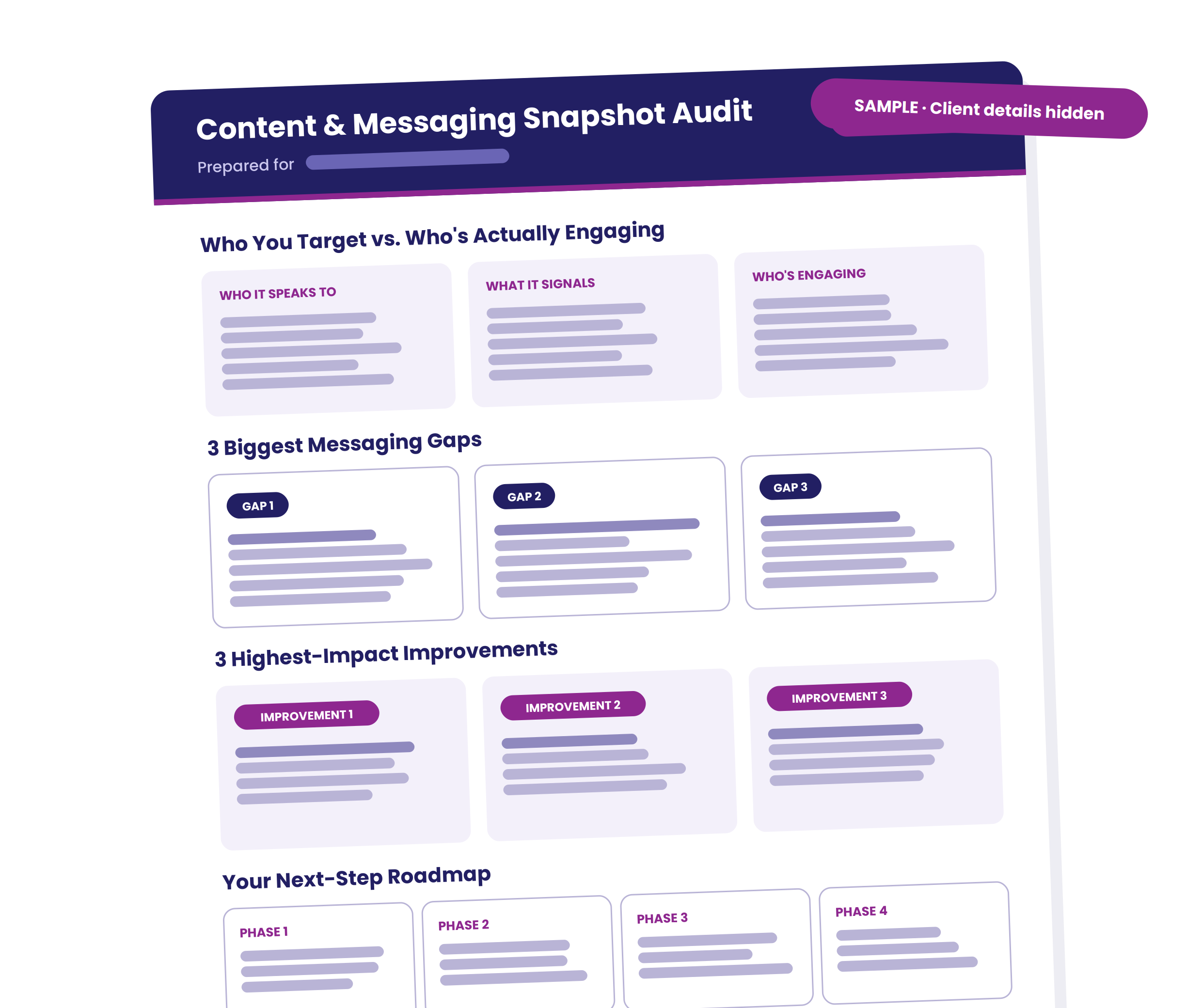 Sample of Content and Messaging Snapshot Audit