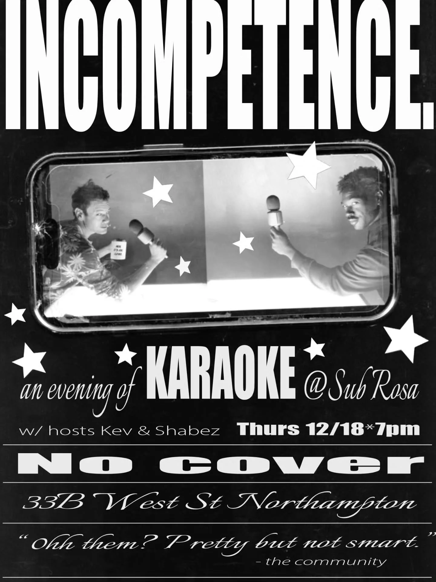 This is your official notification to start warming those voice boxes...

Thursday, 12/18, we're breaking out the mics. Our KARAOKE hosts have promised to have their INCOMPETENCE on full display. 

Bring cash for tipping your bartenders and hosts! An