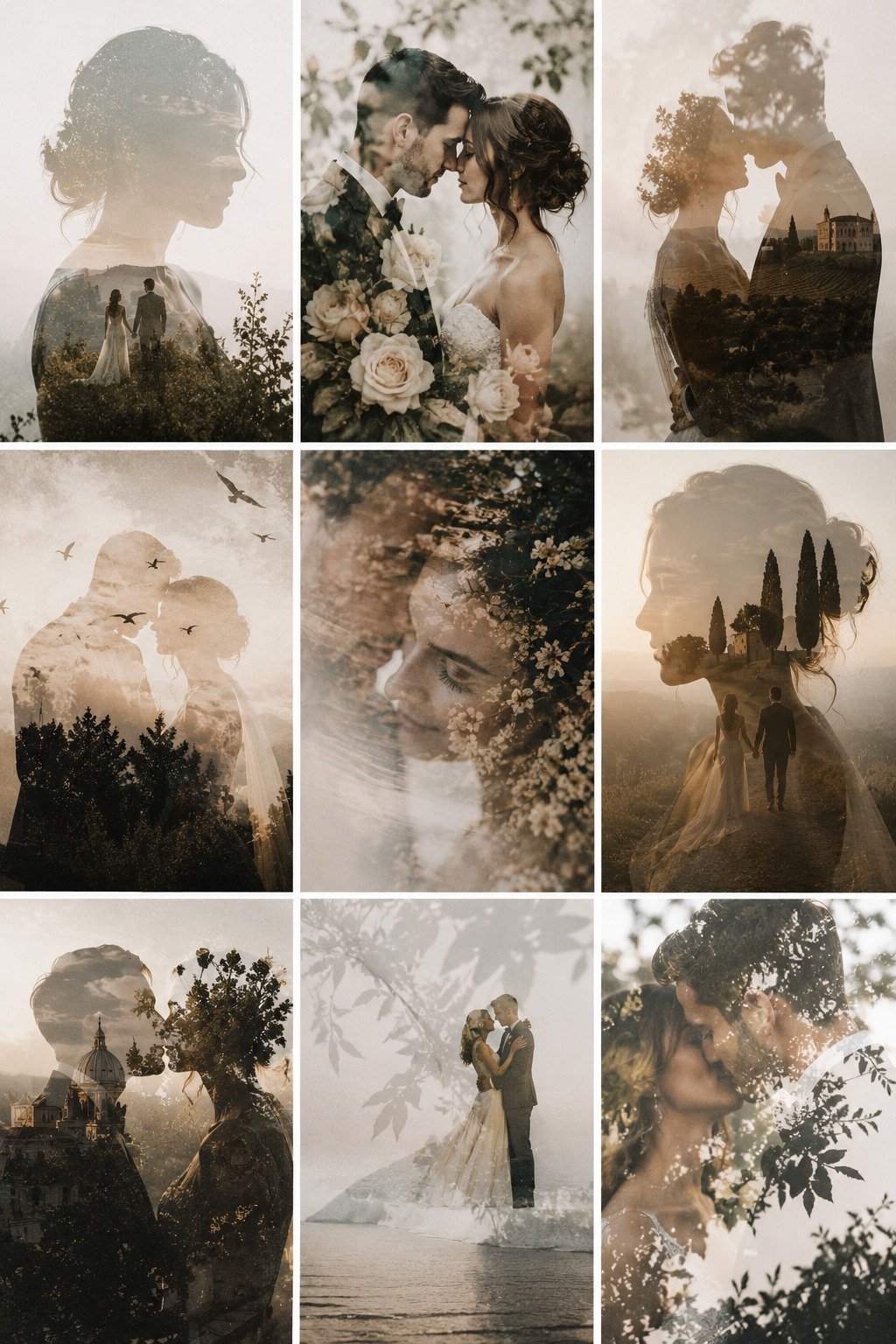 ✨ Ces photos de mariage ont quelque chose de presque irr&eacute;el&hellip; 🤍📸

Les portraits en double exposition reviennent de plus en plus dans les mariages &eacute;ditoriaux et fine art ✨
Et honn&ecirc;tement ? Le rendu est compl&egrave;tement m