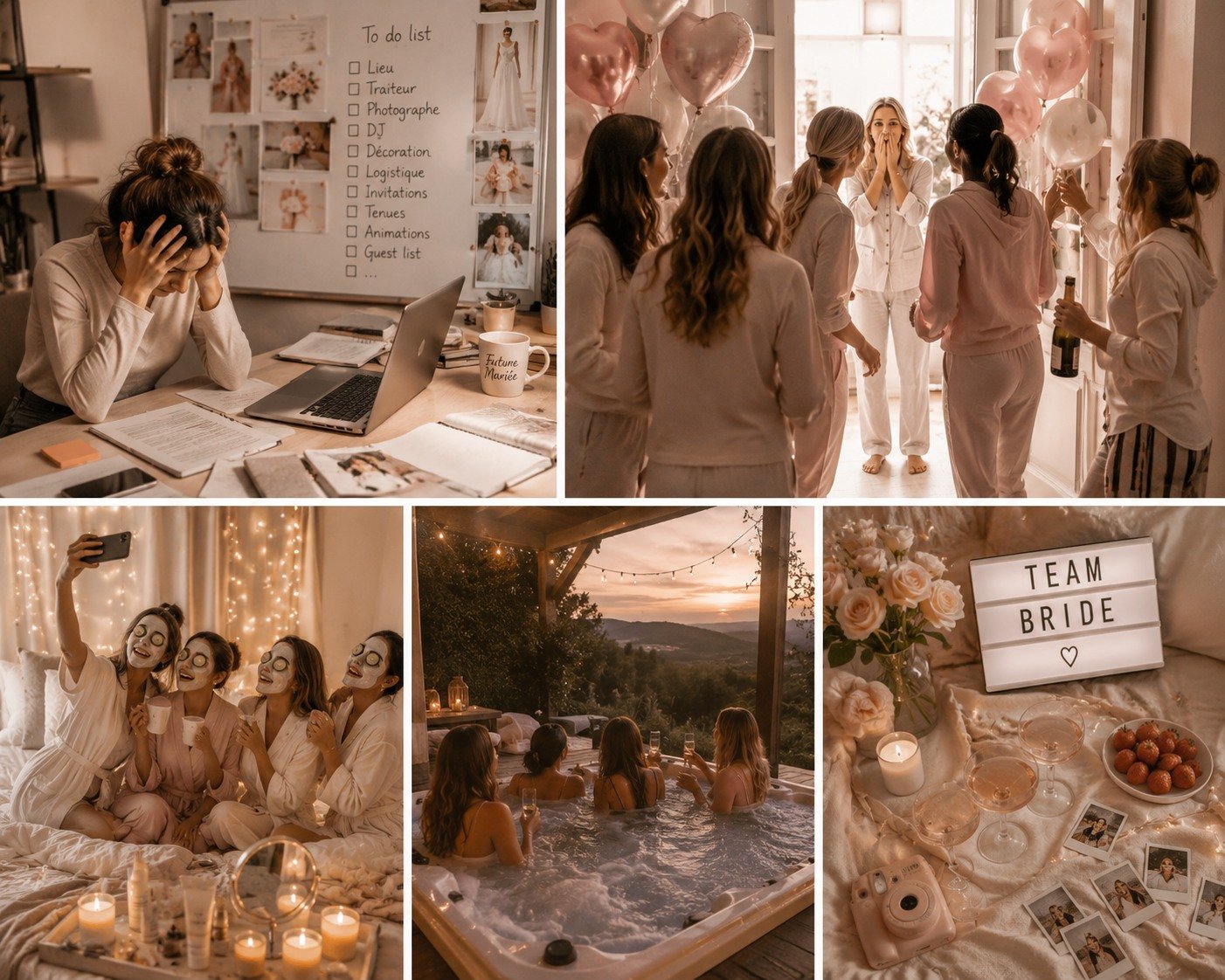 POV : tu es en plein stress des pr&eacute;paratifs de mariage&hellip;
et tes copines d&eacute;barquent pour t&rsquo;organiser l&rsquo;EVJF parfait 🥹👰✨

Parce qu&rsquo;entre :
💍 le lieu
🍽️ le traiteur
📸 le photographe / vid&eacute;aste
🎶 le DJ
?