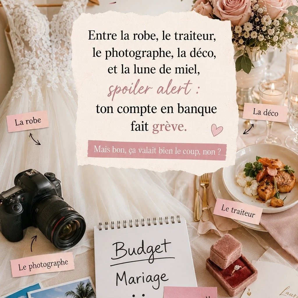 💍 Entre la robe, le traiteur, le photographe, la d&eacute;co, les alliances&hellip; et la lune de miel 🌴✨
Spoiler alert : ton compte en banque est officiellement parti en burn-out 😅

Parce qu&rsquo;un mariage, c&rsquo;est magique&hellip; mais auss