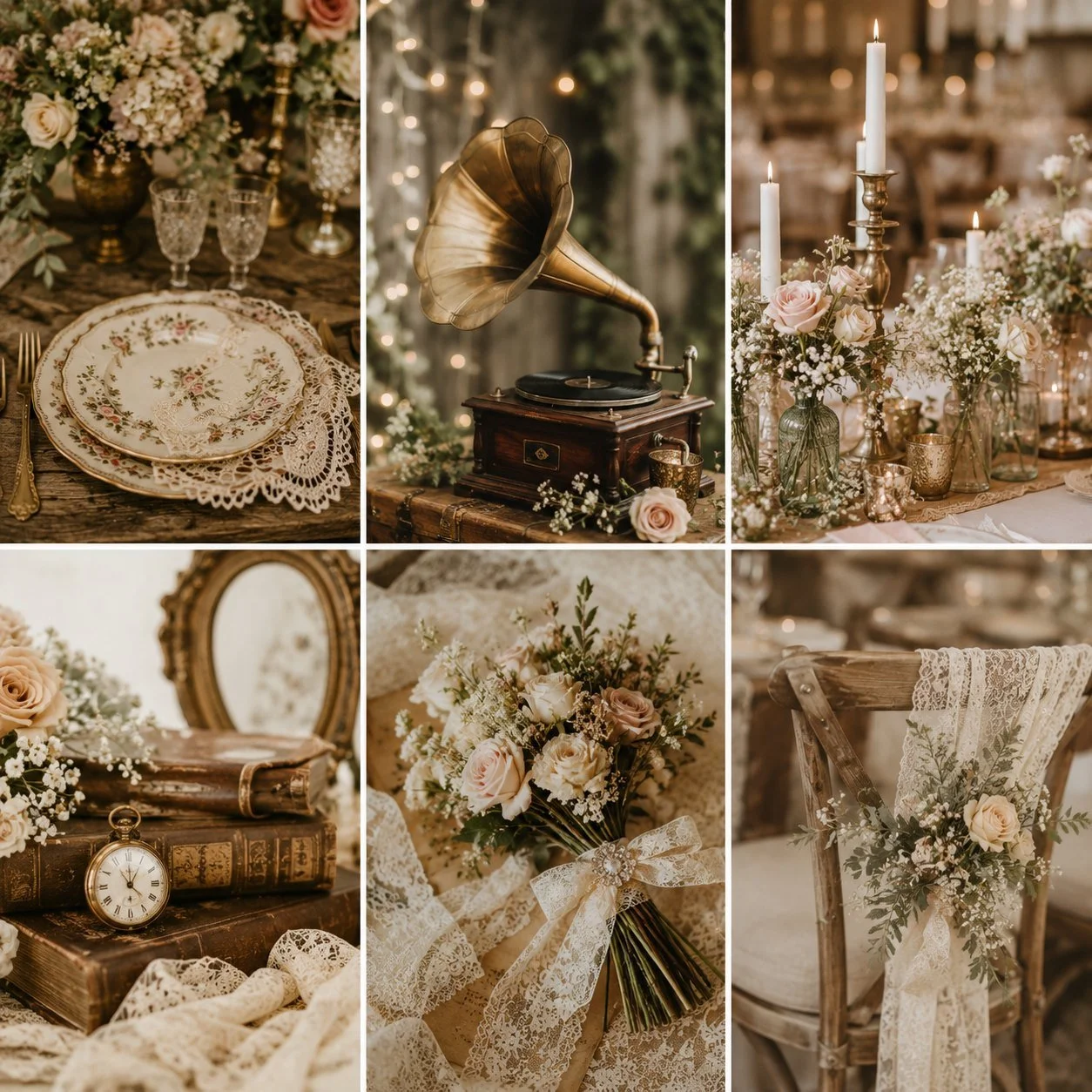 ✨ Ambiance vintage, &eacute;l&eacute;gance intemporelle &amp; charme d&rsquo;autrefois&hellip; 🤎

Vaisselle chin&eacute;e, dentelle d&eacute;licate, bougeoirs en laiton, bois patin&eacute;, vieux livres, verrerie ancienne et d&eacute;tails r&eacute;