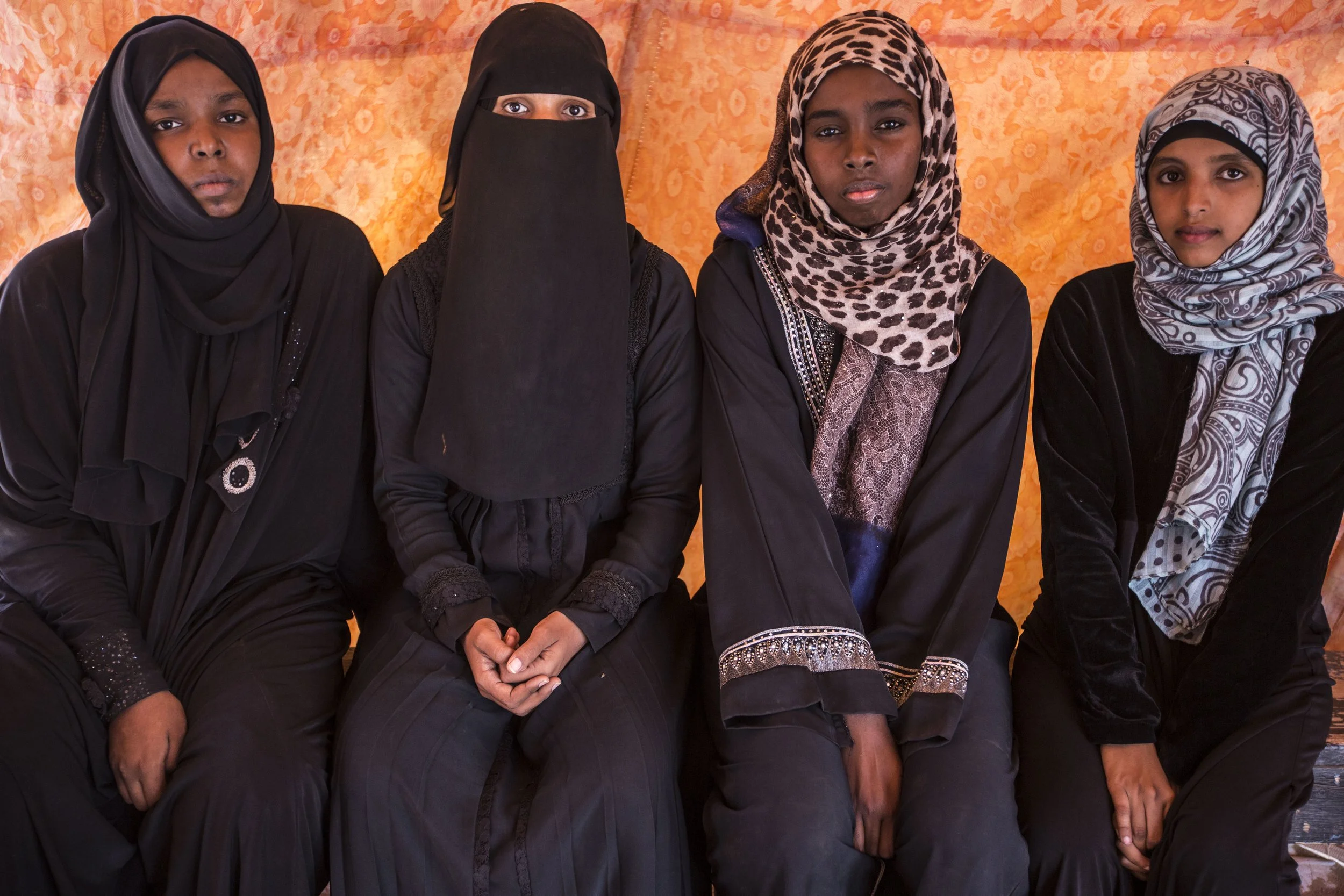 From left to right, Fayza (20), Marwa (21), Naama (20) and Sarah (17), have fled violence at various parts of Yemen between April and October 2015. All four have graduated from high school in Yemen, and were looking forward to graduate from universit