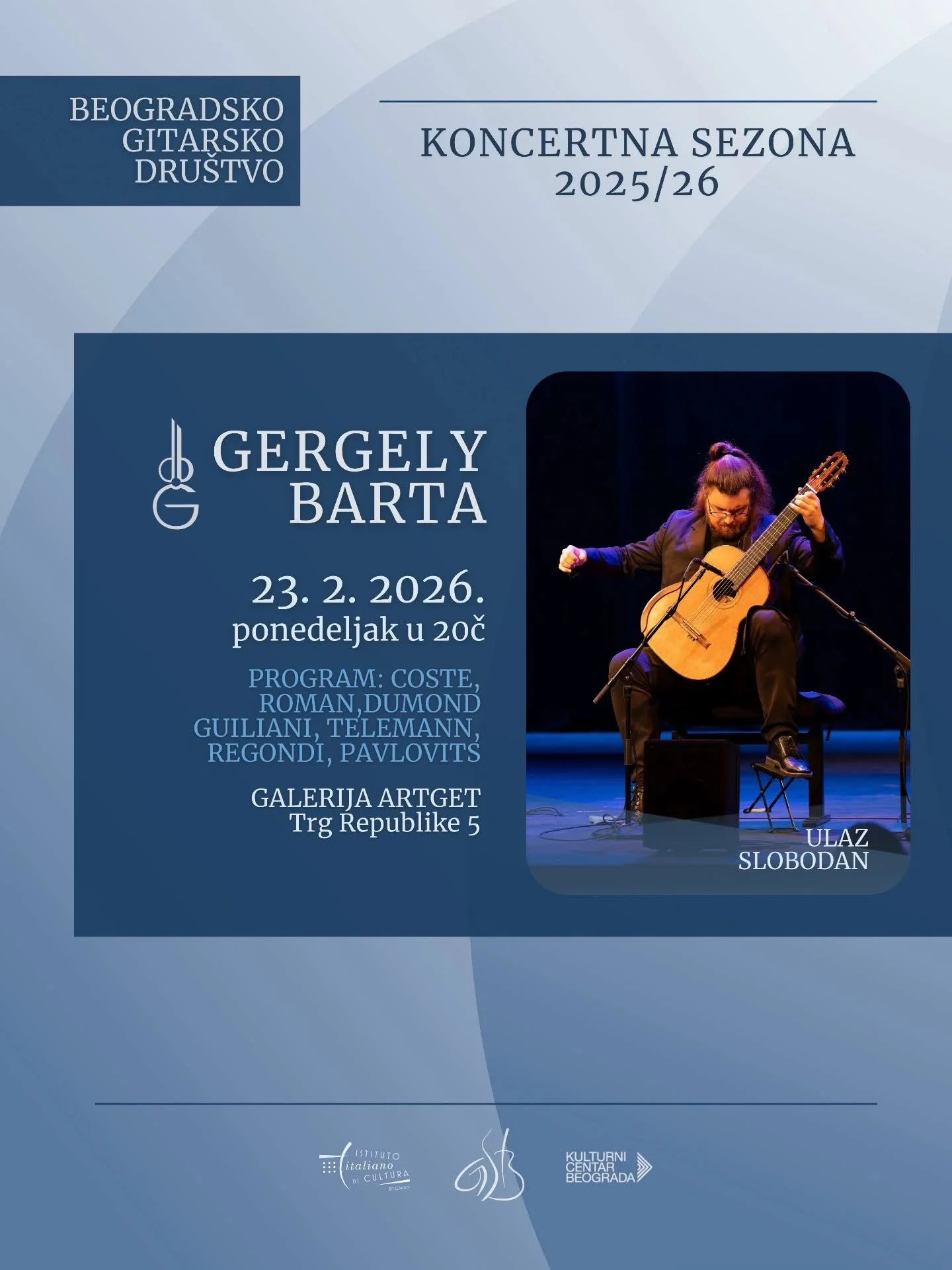 Mađarski gitarista Gergely Barta nastupa u Galeriji Artget u ponedeljak 23. februara
