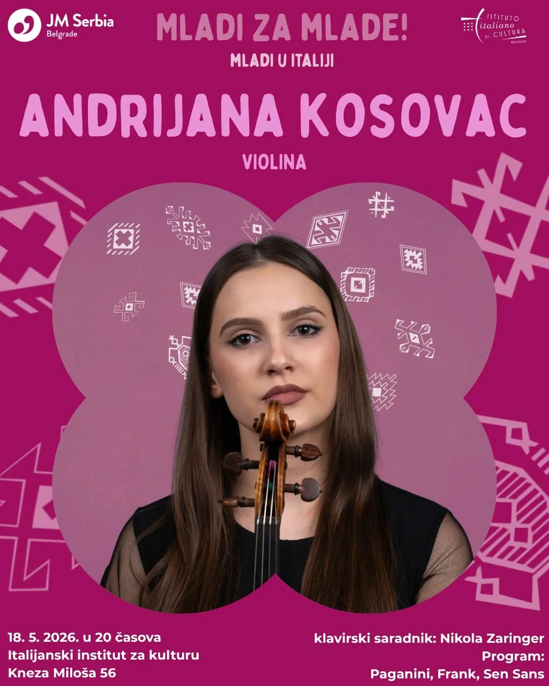 Mladi za mlade: Koncert violinistkinje Andrijane Kosovac u Italijanskom institutu za kulturu