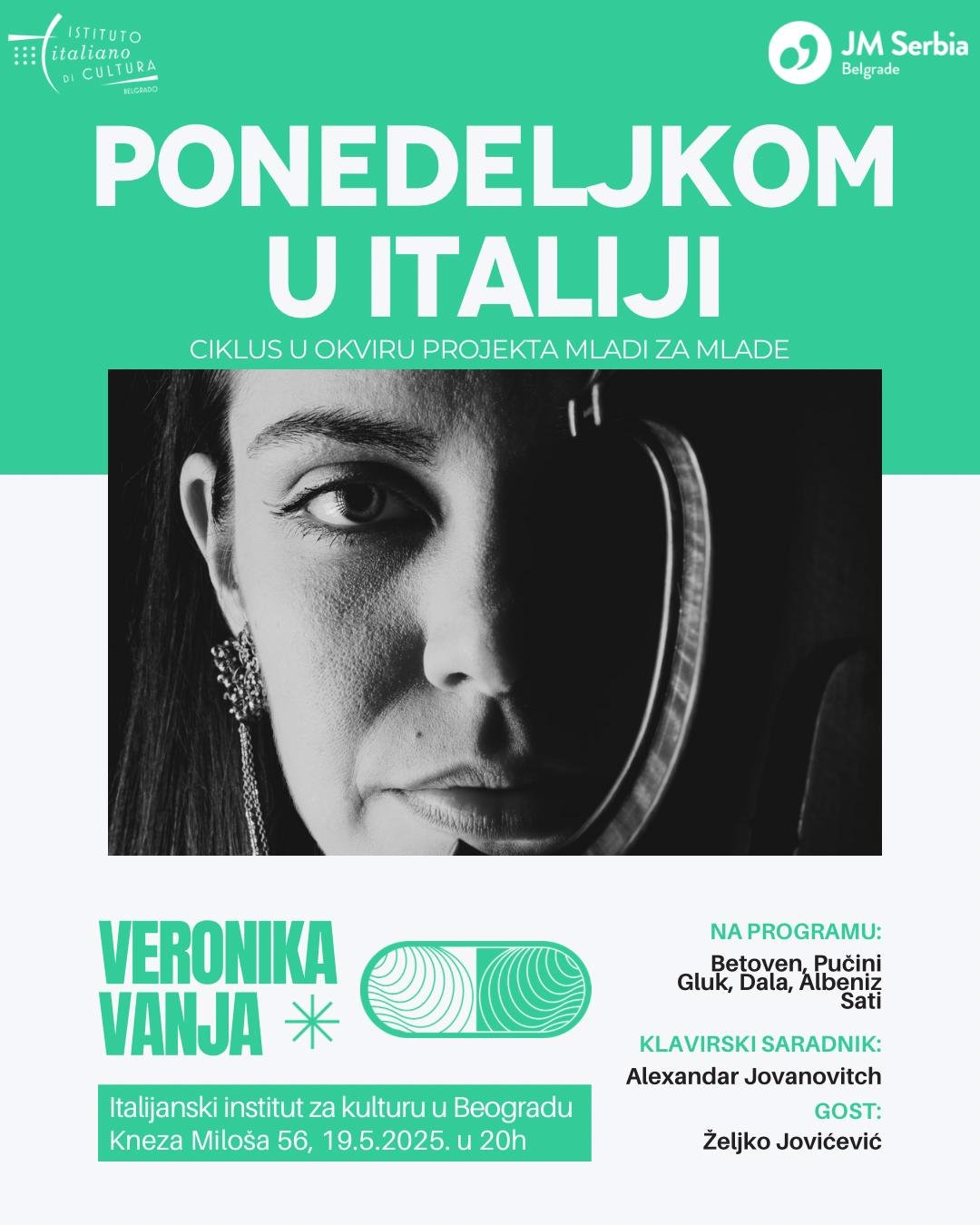 Veče muzike i emocija: Veronika Vanja u ciklusu Ponedeljkom u Italiji