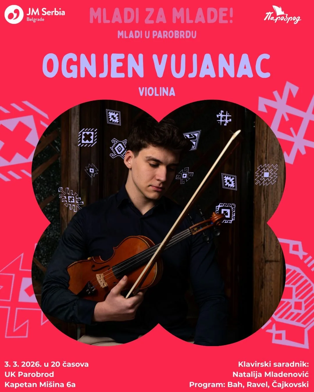 Koncert Ognjena Vujanca u okviru ciklusa Mladi za mlade u Parobrodu