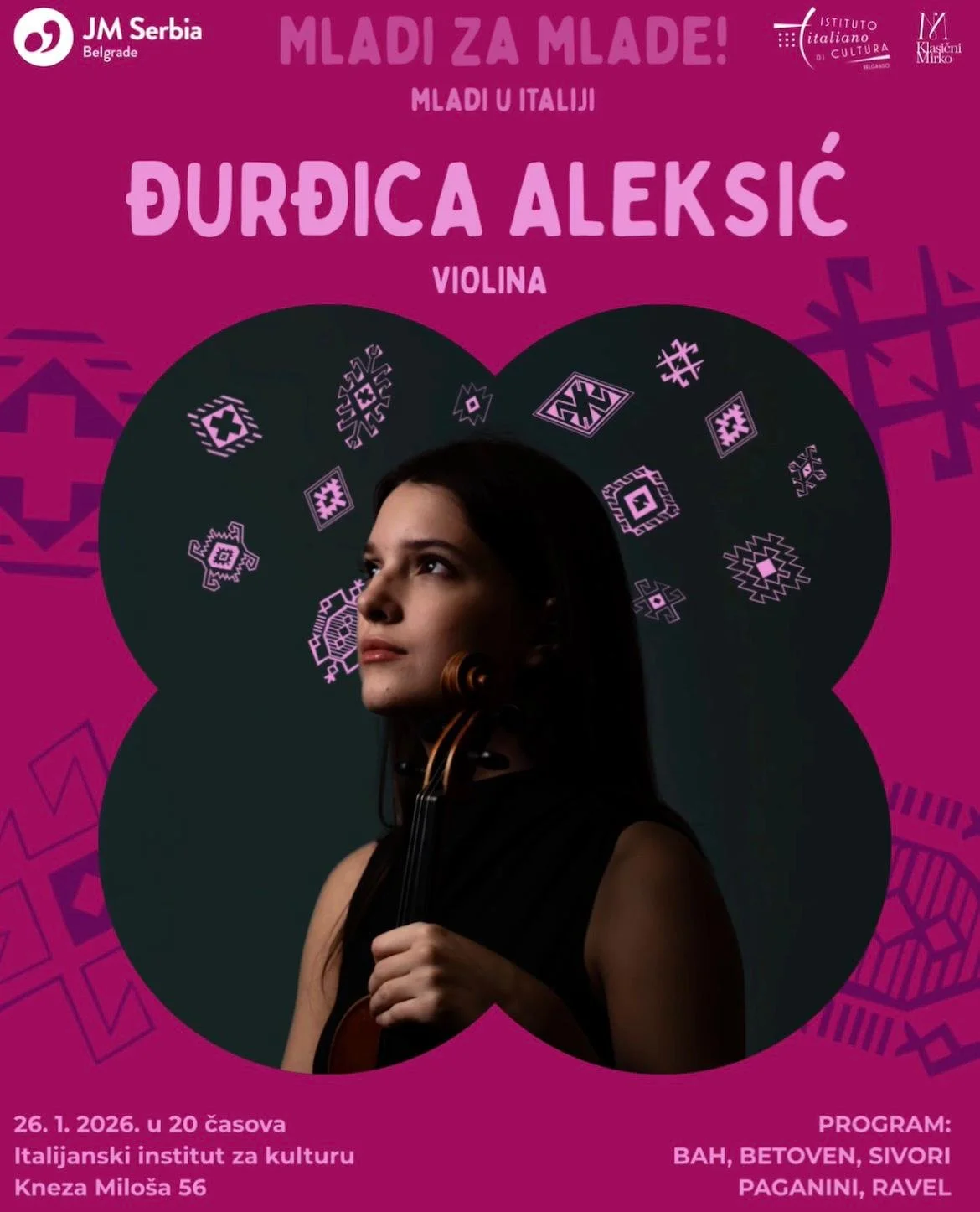 Koncert violinistkinje Đurđice Aleksić u okviru ciklusa Mladi za mlade u Italijanskom institutu za kulturu