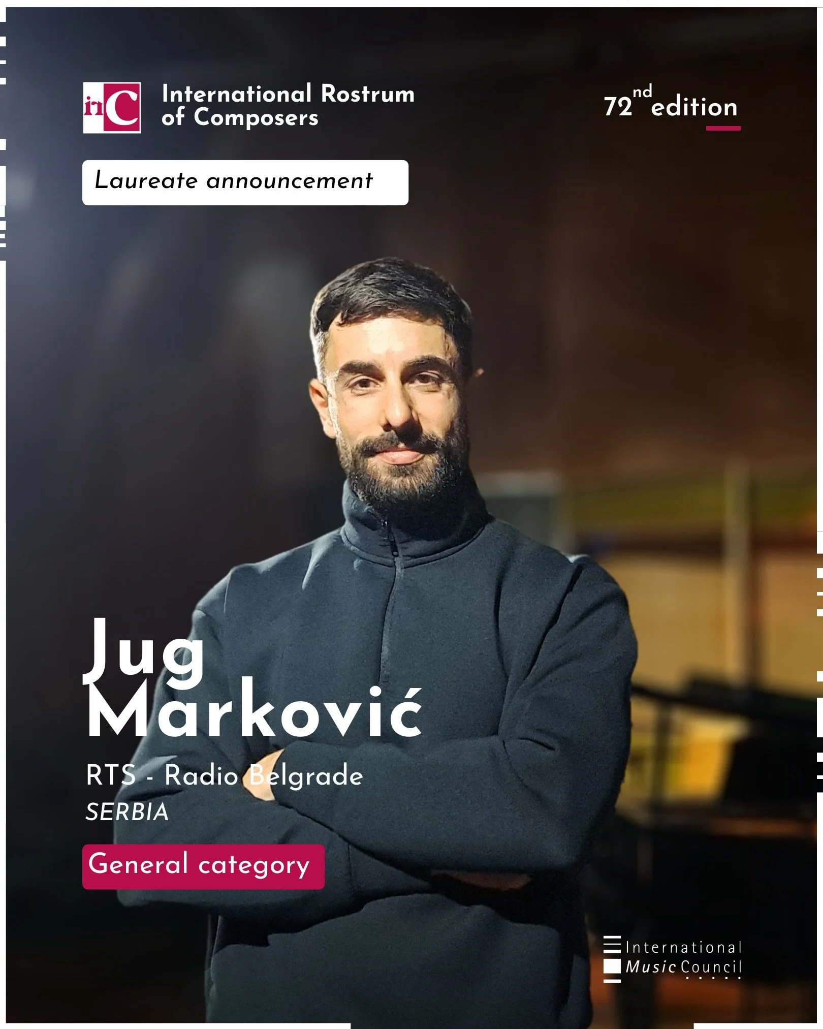 Jug Marković laureat 72. Međunarodnog Rostruma kompozitora u opštoj kategoriji