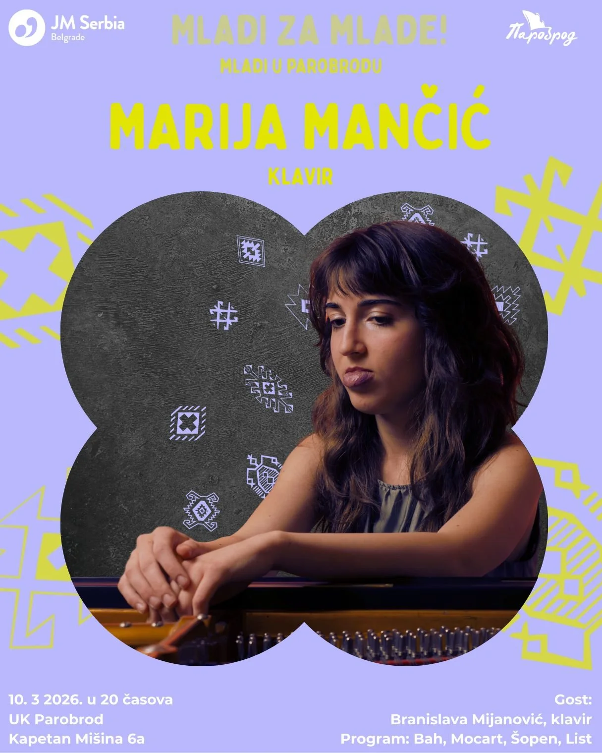 Koncert Marije Mančić u okviru ciklusa Mladi za mlade u Parobrodu