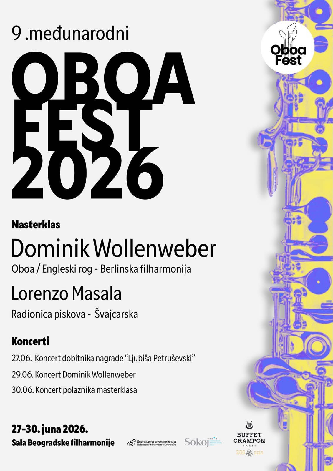 Deveti Oboa Fest: Dominik Volenveber prvi put pred beogradskom publikom i mladim oboistima