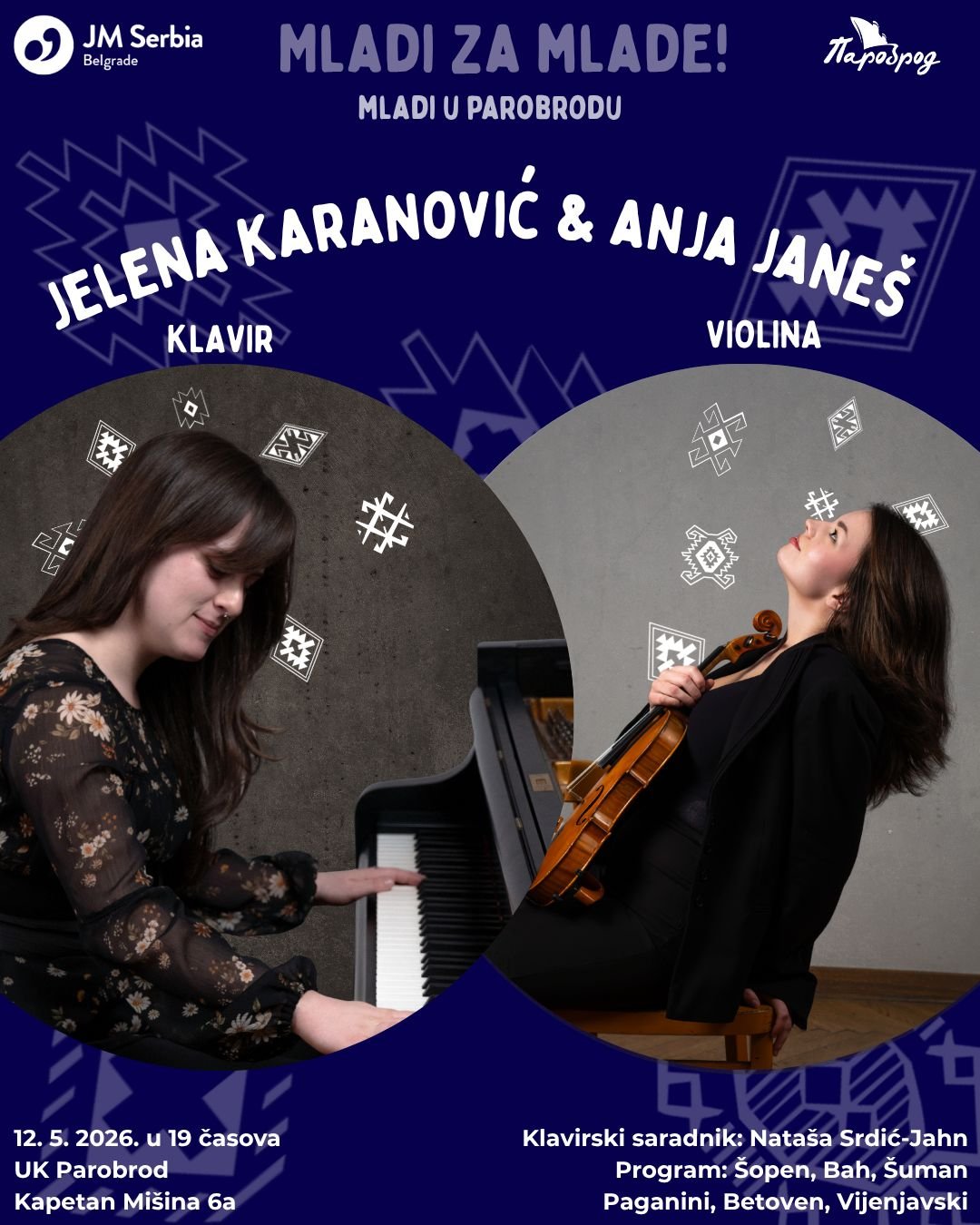 Mladi za mlade: Koncerti violinistkinje Anje Janeš i pijanistkinje Jelene Karanović Parobrodu