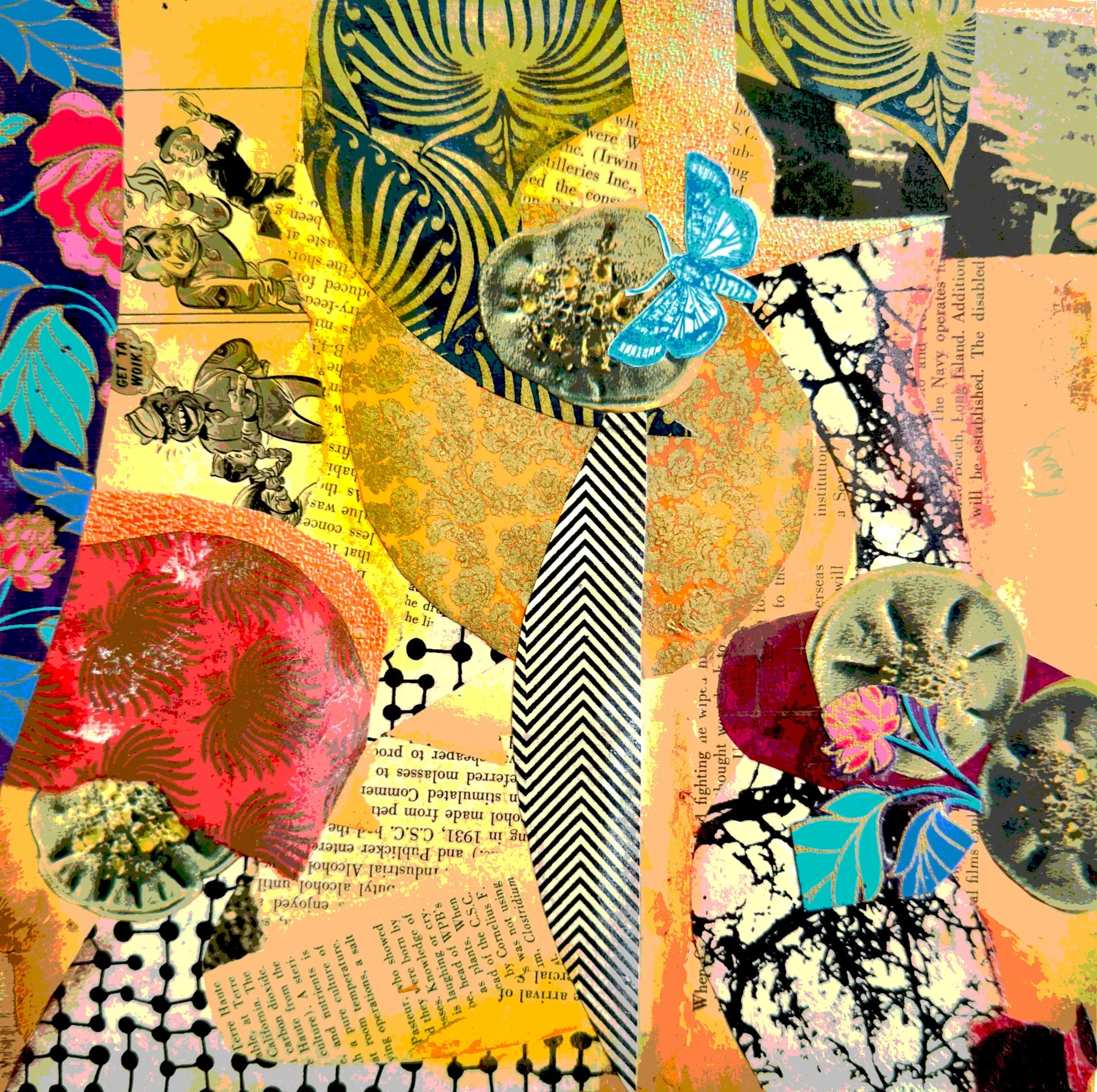 Mixed Media Collage on wood panel