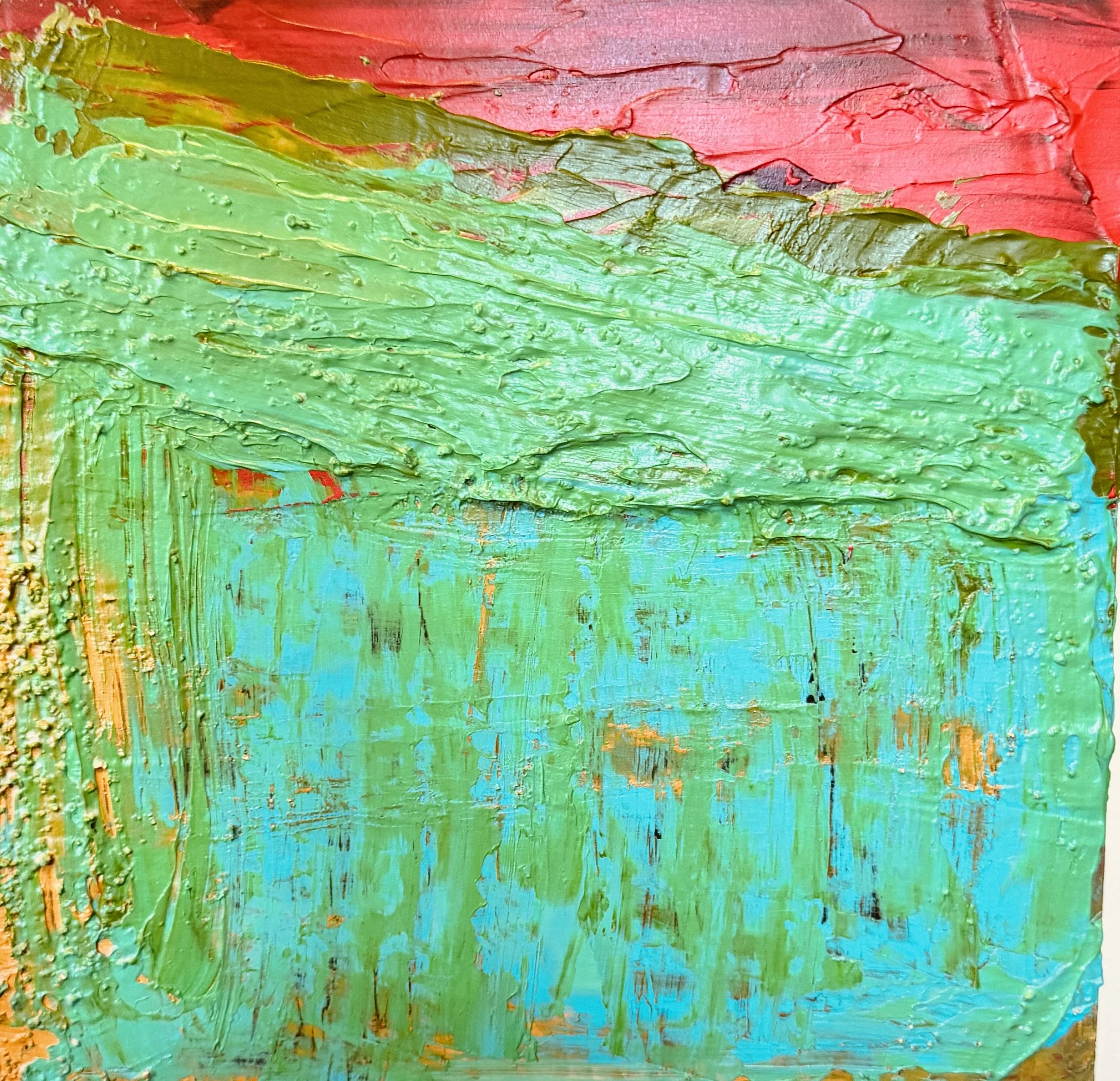 Abstract painting on wood panel