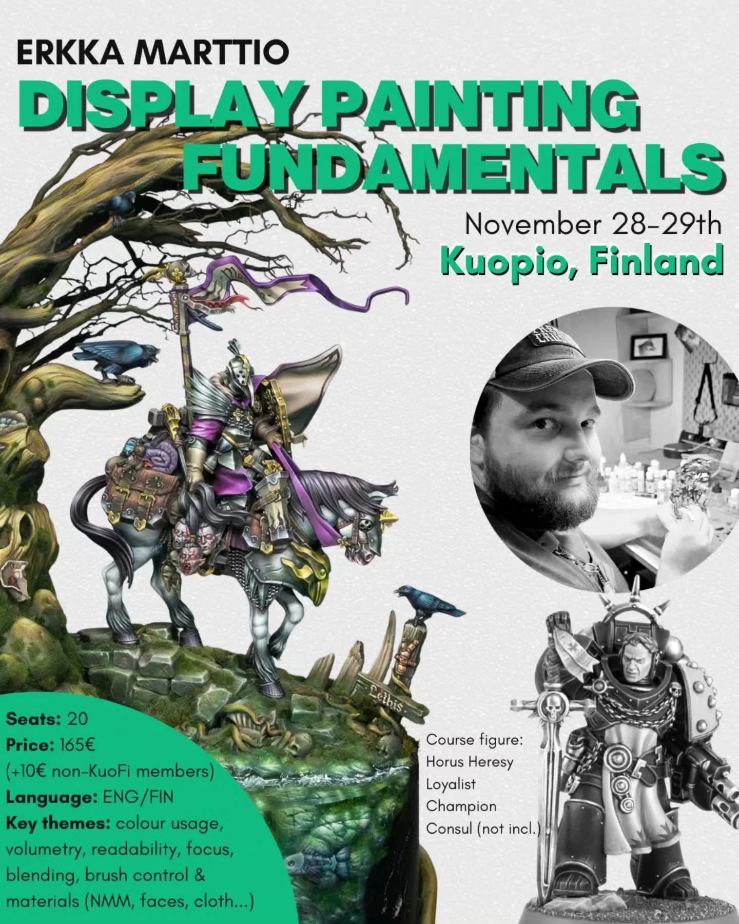 New course announcement! The first edition of this course in Espoo filled up in under a day, so I'm glad to announce a 2nd run of my Display Painting Fundamentals course, this time in Kuopio, Finland! The course is on November 28-29th in the @kuofi.r