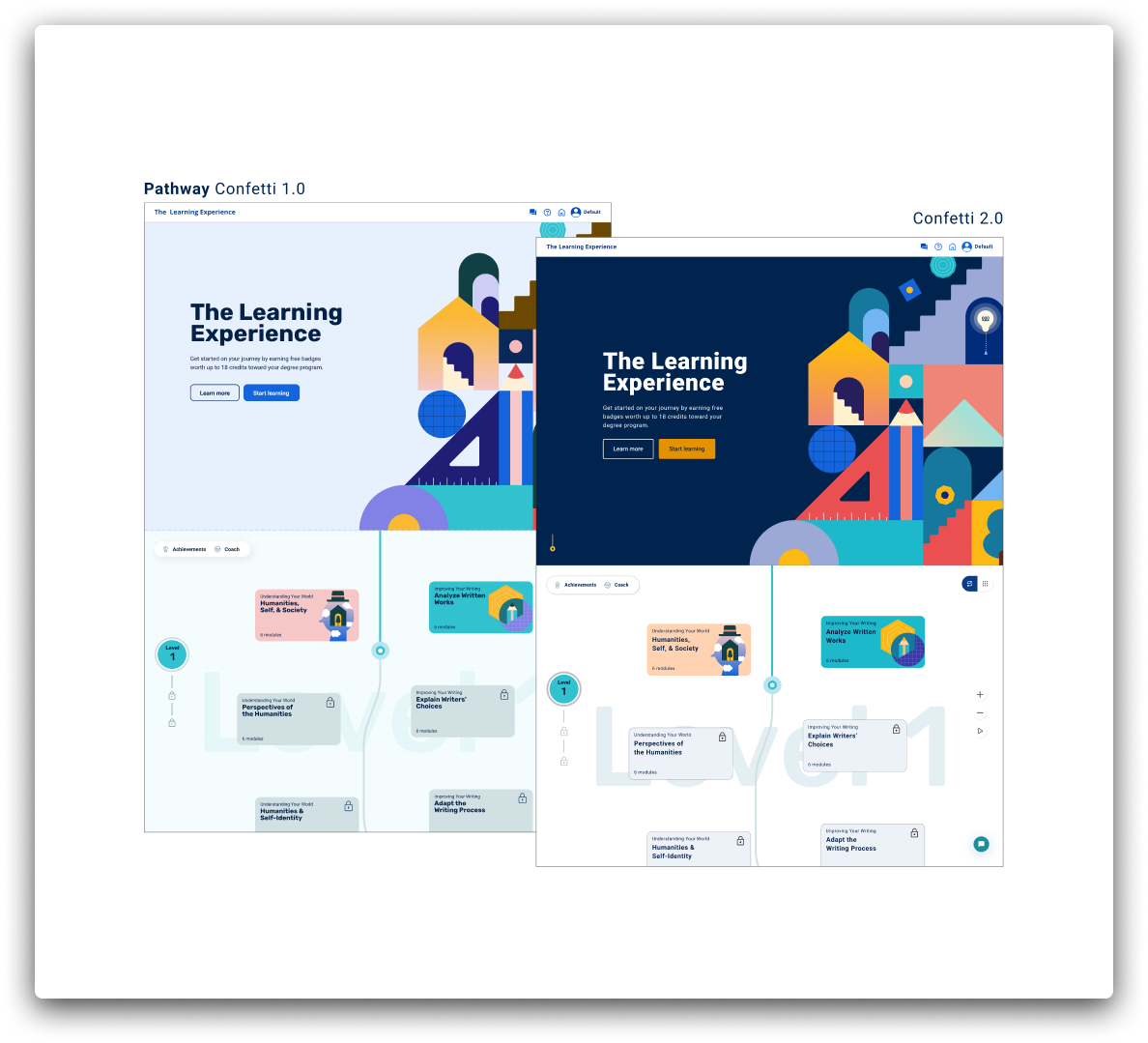 We tested the new extended palette and typography in existing designs (right) and found it adequately conveyed the brand personality and voice, while lending a fresh perspective and more modern feel to the product.
