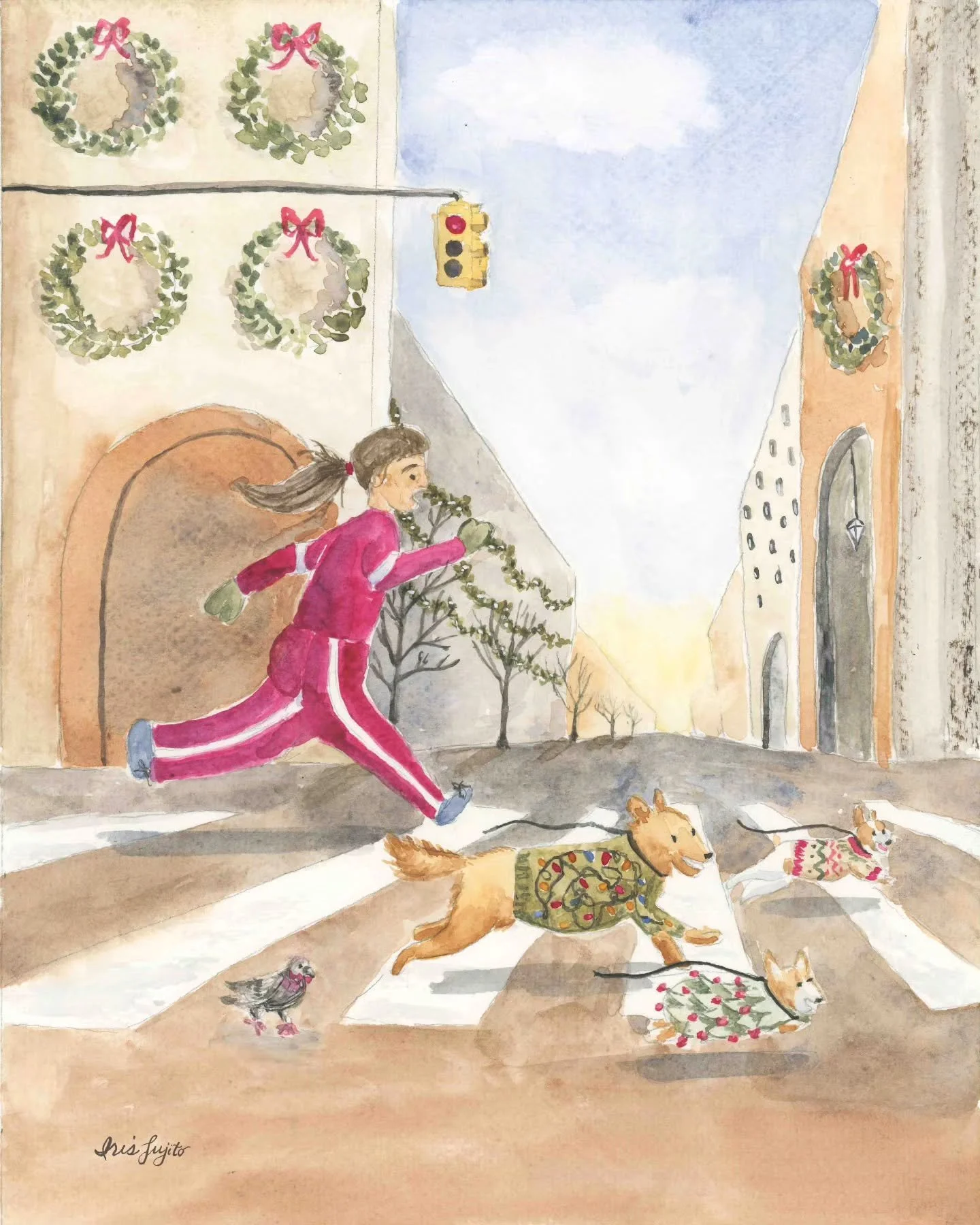 🐾🎄🐶 TINSELTOWN HOUNDS

I was inspired by my recent trip to NYC.  A  Christmas-sweater-clad dog bounded across a busy intersection while its harried owner tried to catch up.

Day 10 of Jehane&rsquo;s 12 Days of Christmas ✨

Grateful to Jehane and t