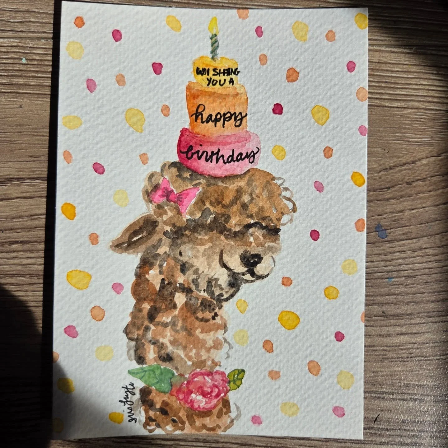 At the beginning of each month, I pull out my watercolors and paint some birthday postcards.  I use this time to experiment and keep my style looser than how I usually paint.  This is a way for me to remember to celebrate the birthdays of friends and