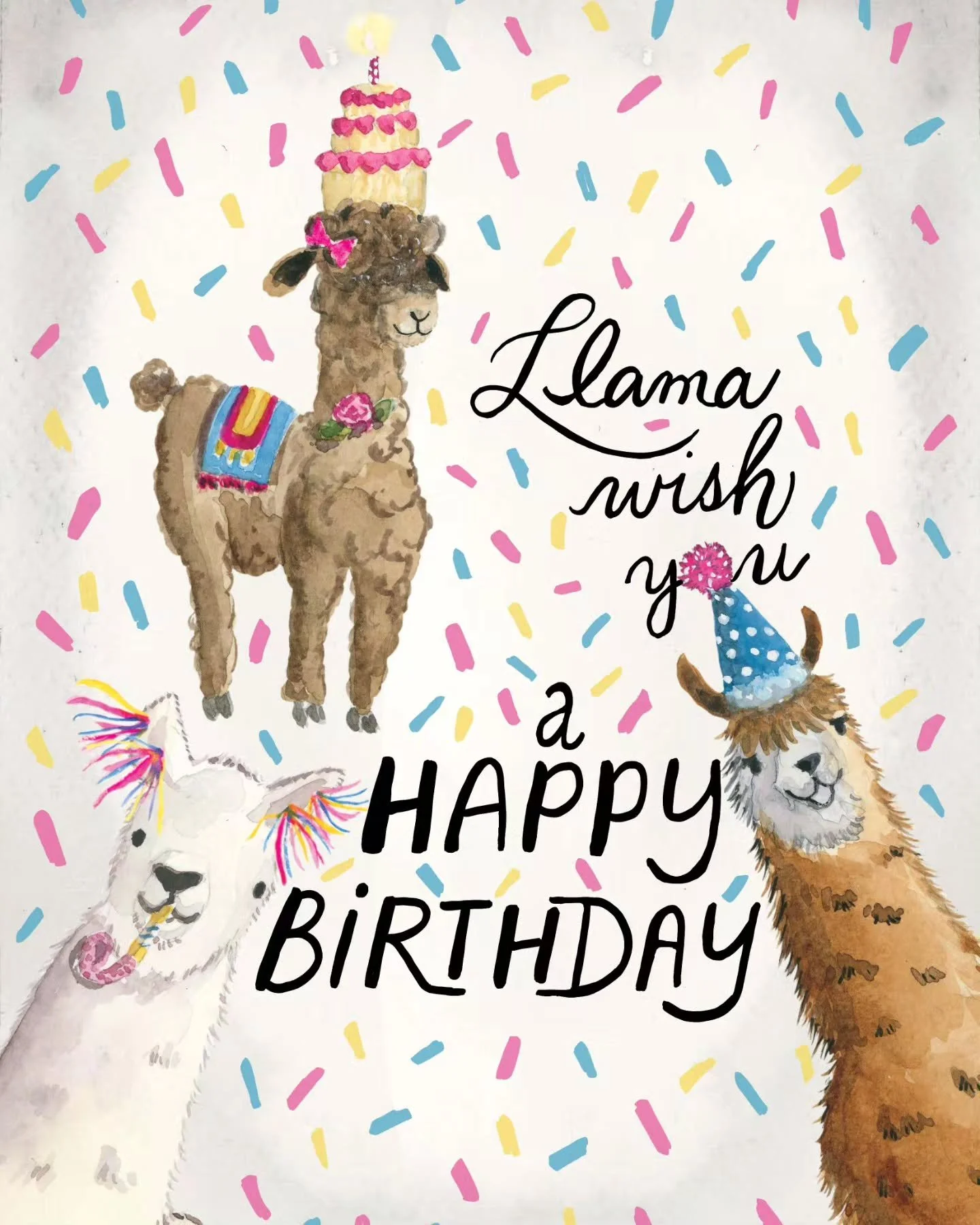 This watercolor birthday greeting card may look familiar.  I painted an earlier version of it as a watercolor postcard for a birthday girl last month (swipe to see). Even though all our extended family members could not correctly identify the animal 
