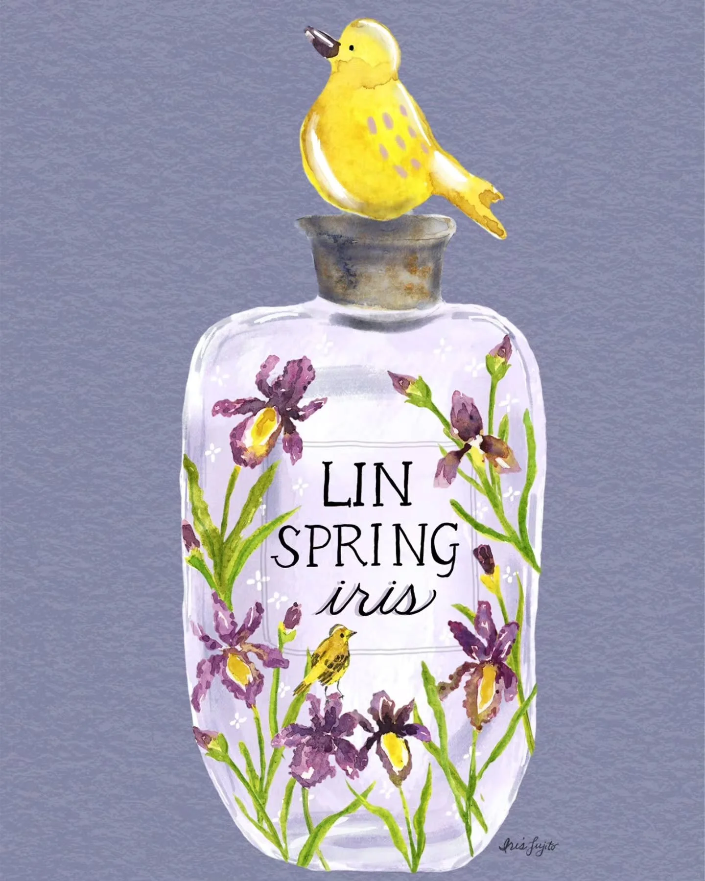 Hand lettering bootcamp with @makeartthatsells continues. This month's assignment: design a perfume bottle with the brand using your middle name, your town, and a fragrance that starts with the first letter of your first name. My name is Iris, so I t