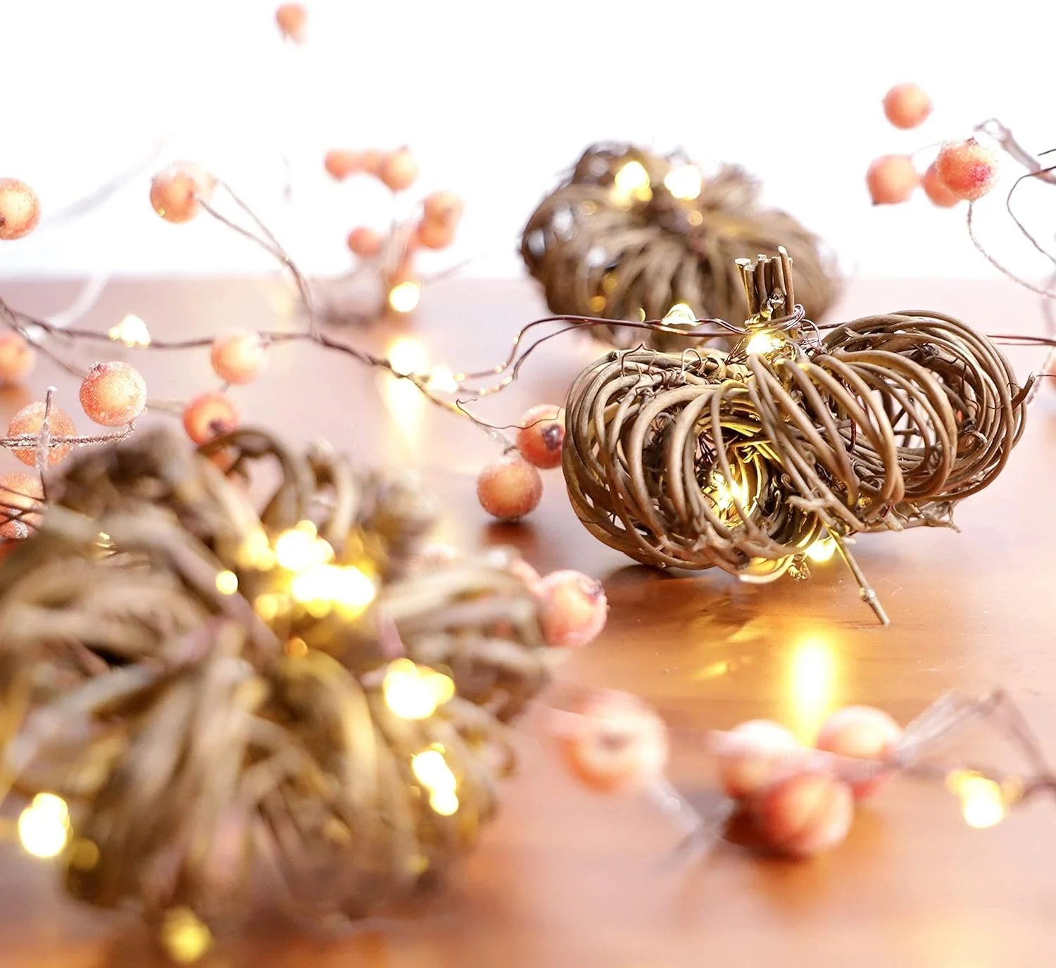 Rattan Pumpkin Berry String Lights