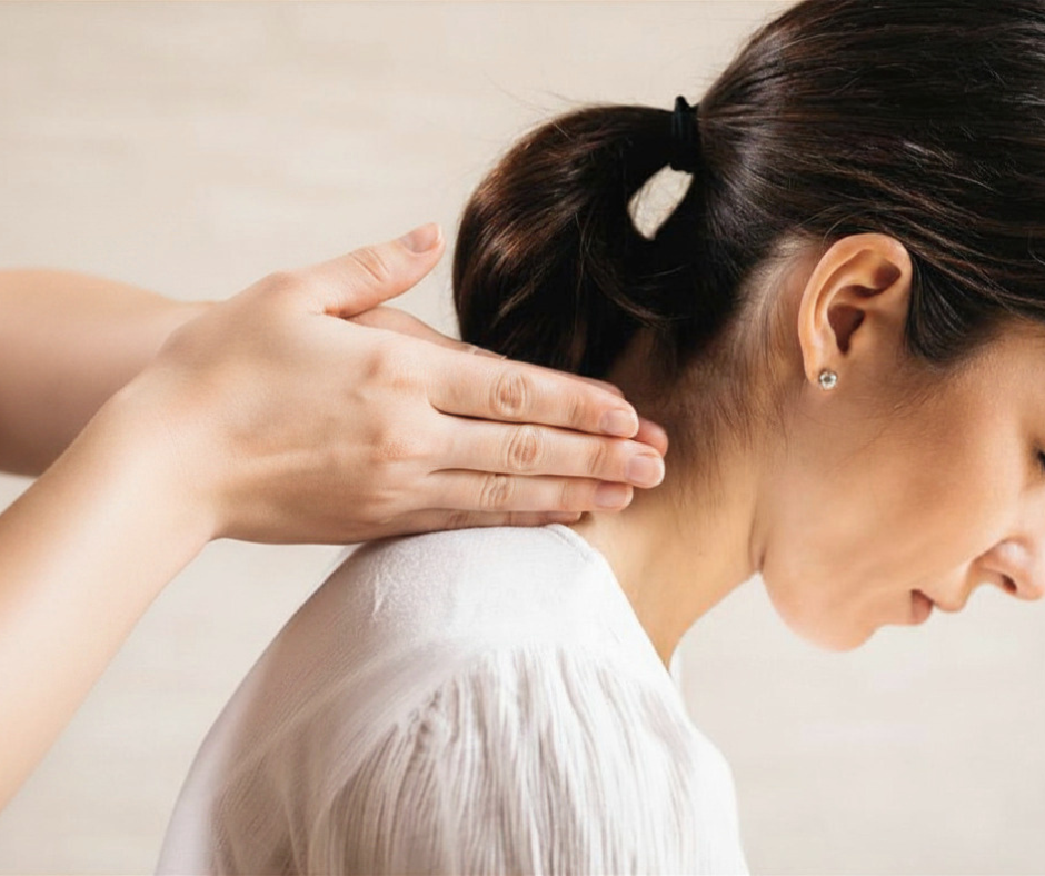 Gentle chiropractic neck adjustment focusing on nervous system regulation and somatic healing.