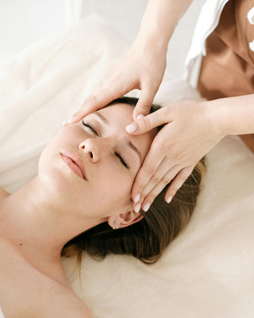 Close-up of a facial massage technique used to improve circulation and natural skin glow.