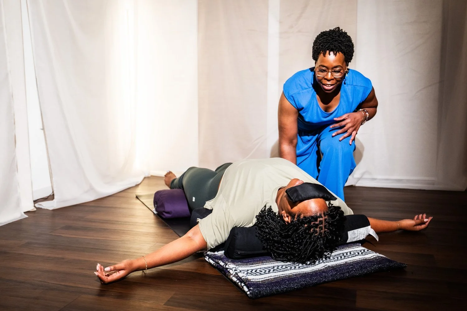 Private yoga class in North Austin, restorative Yoga with Evonne