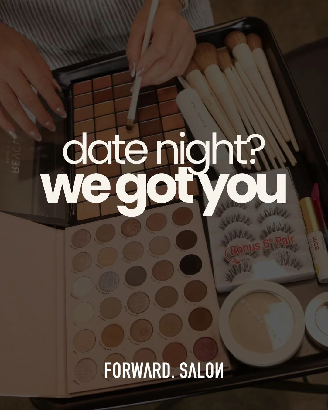 Ready, set, date night. 💕 Blowout, soft or full glam, lashes, even gray coverage- we&rsquo;ve got you covered from start to finish. Limited spots available- come see us this weekend and let us do the magic.