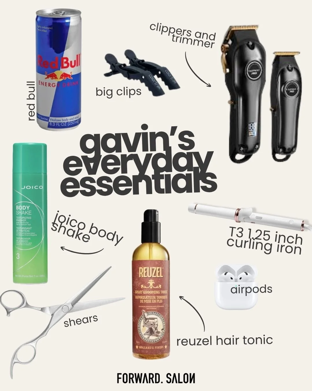 gavin&rsquo;s everyday essentials 🔥⁠
⁠
the lineup behind clean cuts, sharp details, and effortless style.⁠
from precision tools to his go-to finishing products&hellip; everything he needs to keep his clients looking fresh.⁠
⁠
no fluff, just the esse