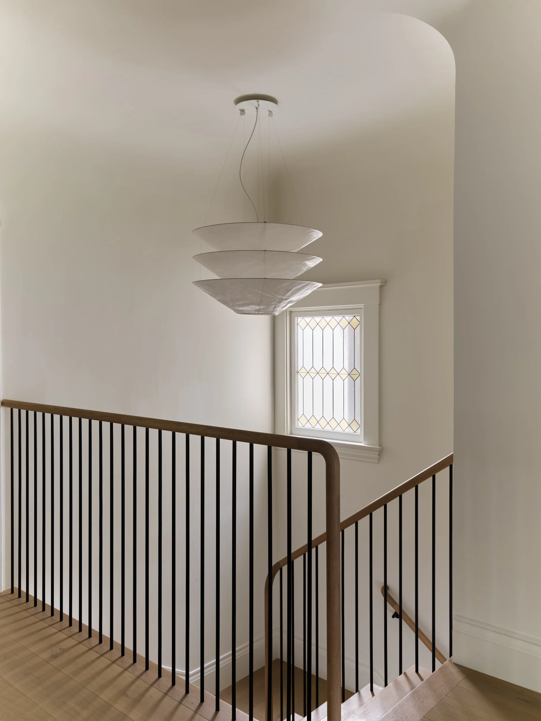 Staircase and ceiling lamp.