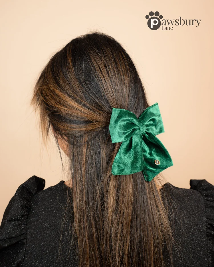 Dazzling Velvet - Green - Human Bow Barrette