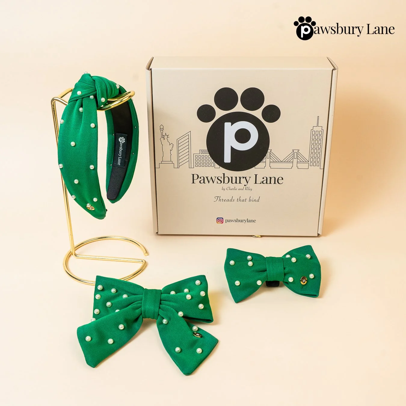 Sugar and Pearls - Mistletoe Green -  Bundle & Save with Pet Bow Tie