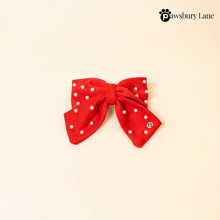 Sugar and Pearls - Holly Red - Hair Bow - For You