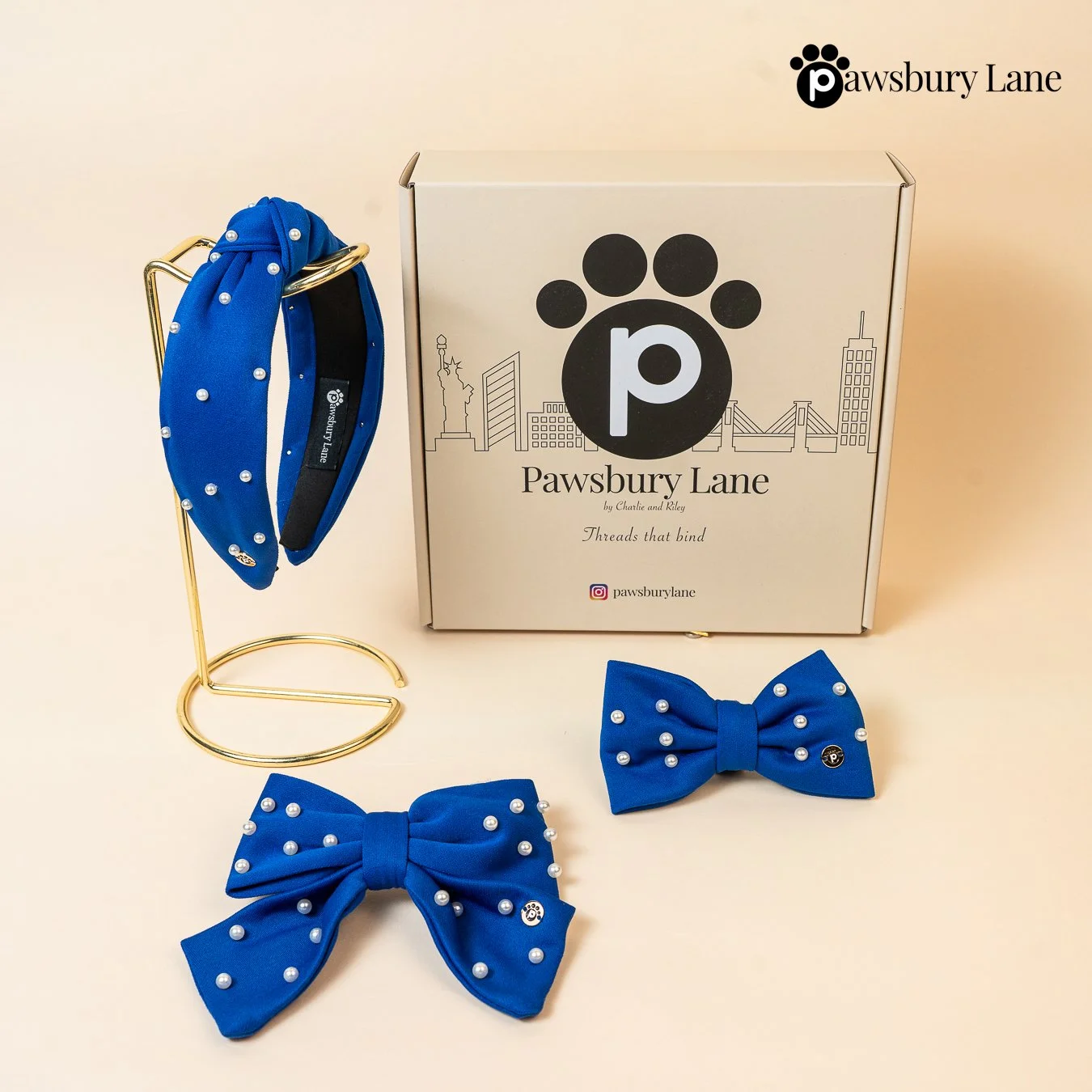 Sugar and Pearls - Royal Blue -  Bundle & Save with Pet Bow Tie