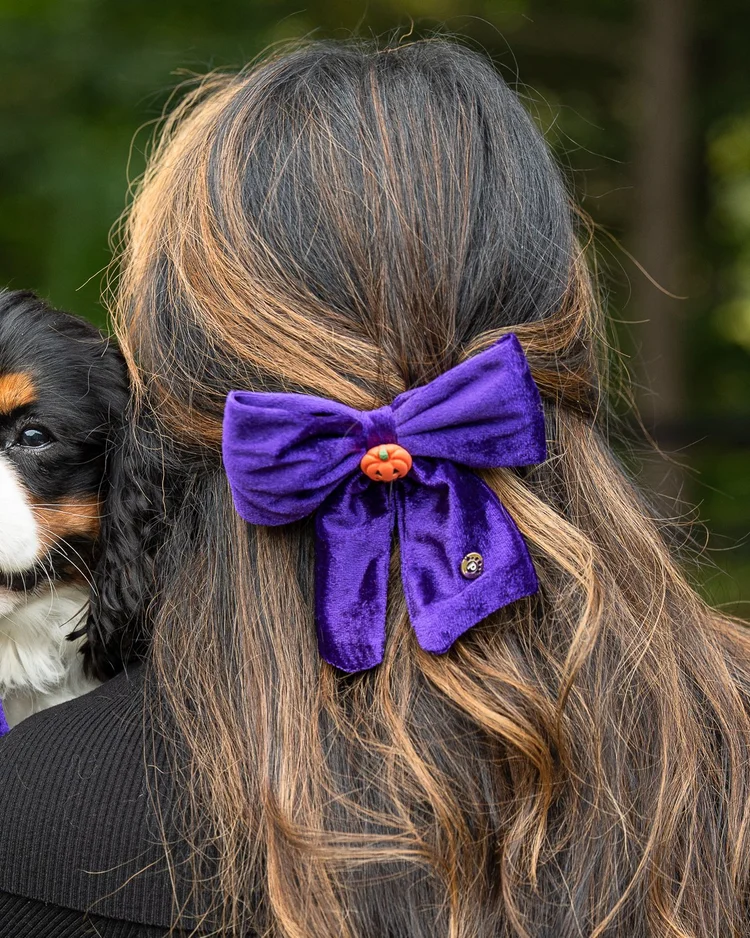 Halloween: Purple Velvet - Human Bow Barrette