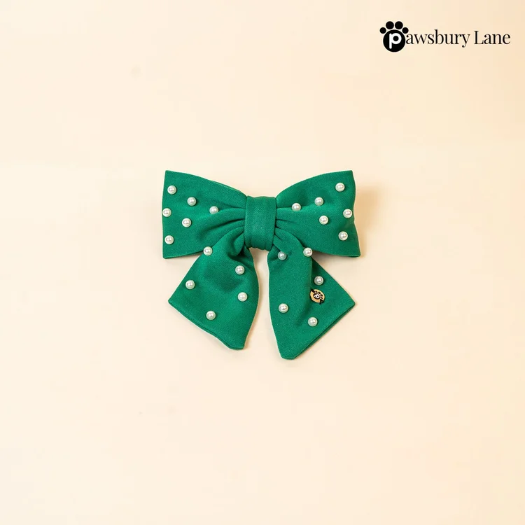 Sugar and Pearls - Mistletoe Green - Hair Bow - For You