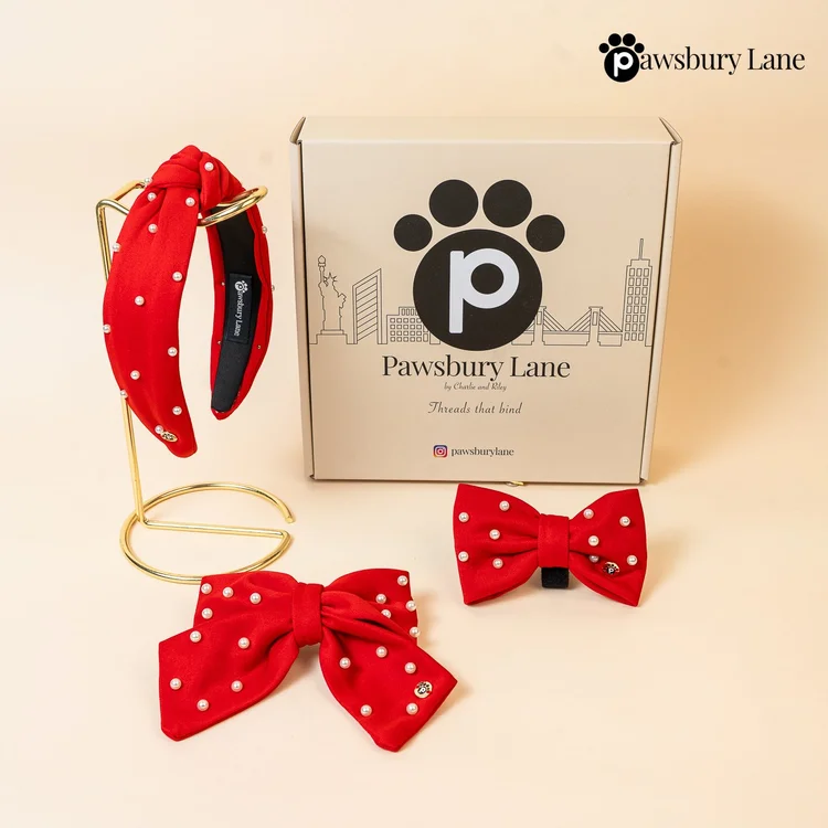 Sugar and Pearls - Holly Red -  Bundle & Save with Pet Bow Tie