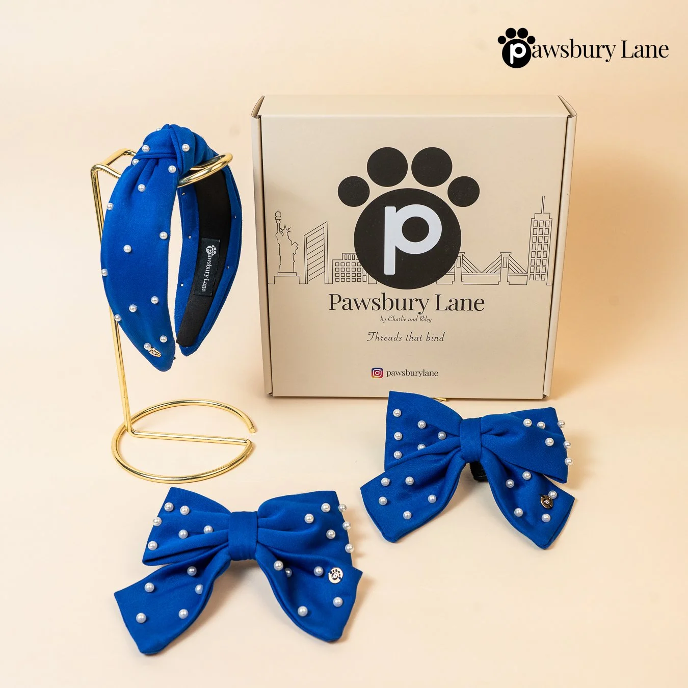 Sugar and Pearls - Royal Blue -  Bundle & Save with Pet Sailor Bow