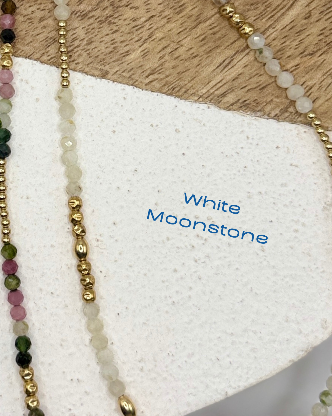 White Moonstone Beaded Necklace