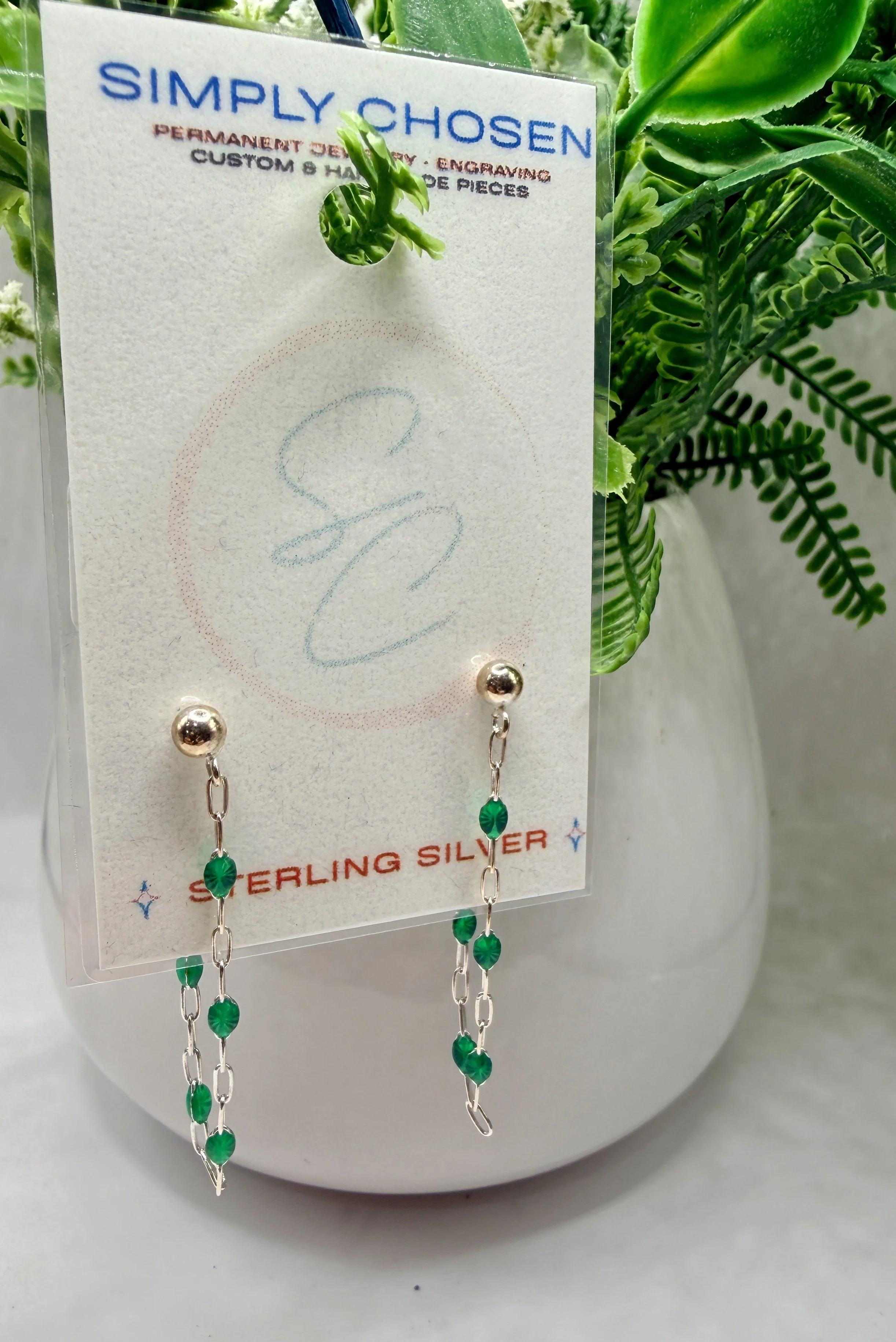 Lucky Chain Sterling Silver Dangle Earrings