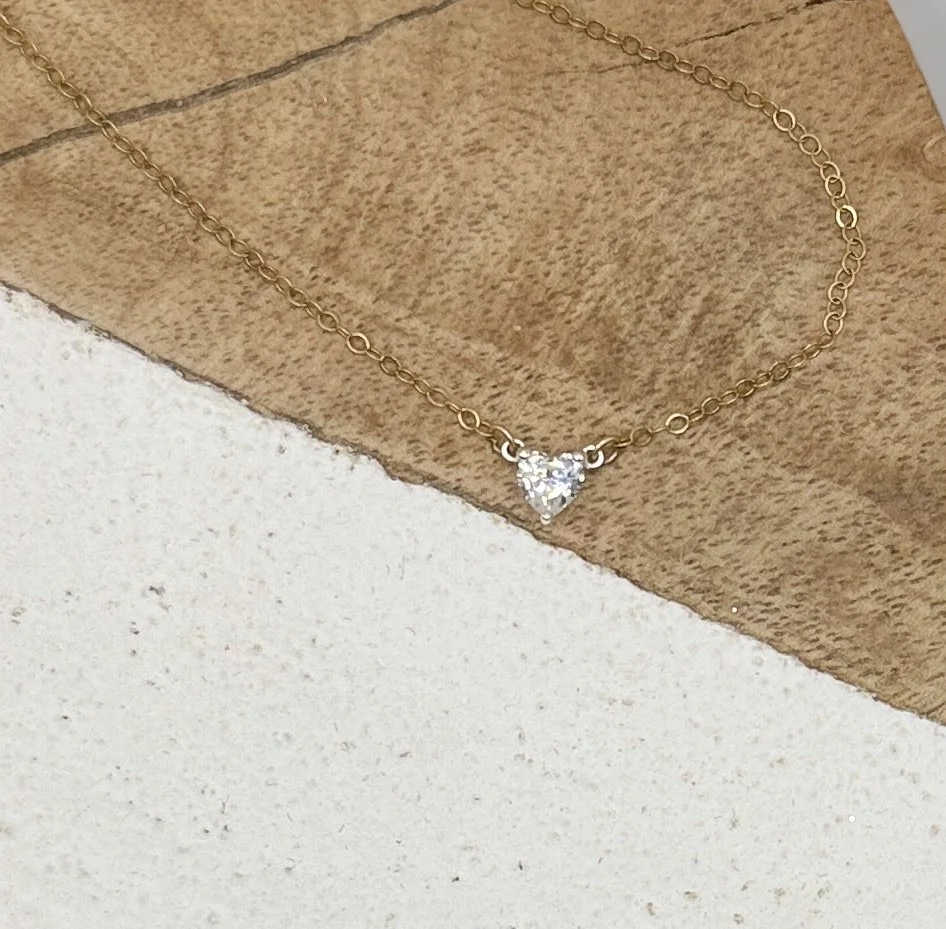 CZ Heart Gold-Filled Necklace