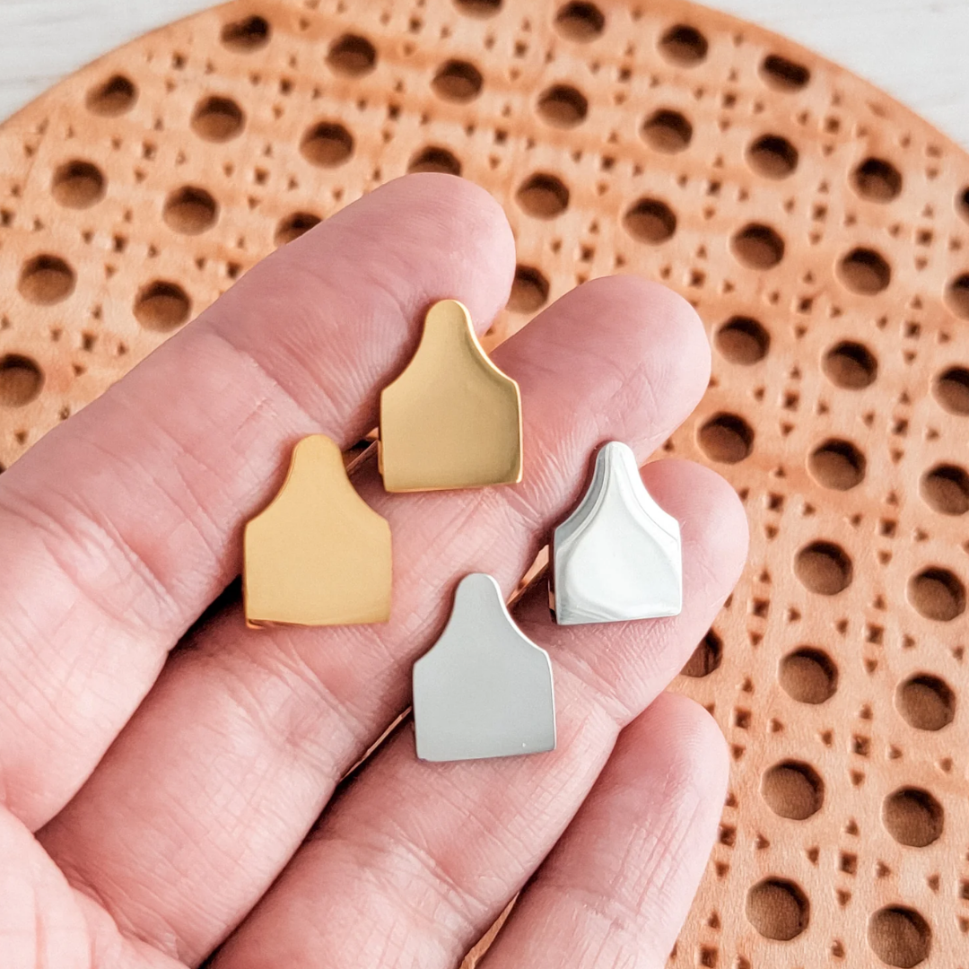 Cow Tag Stud Earrings