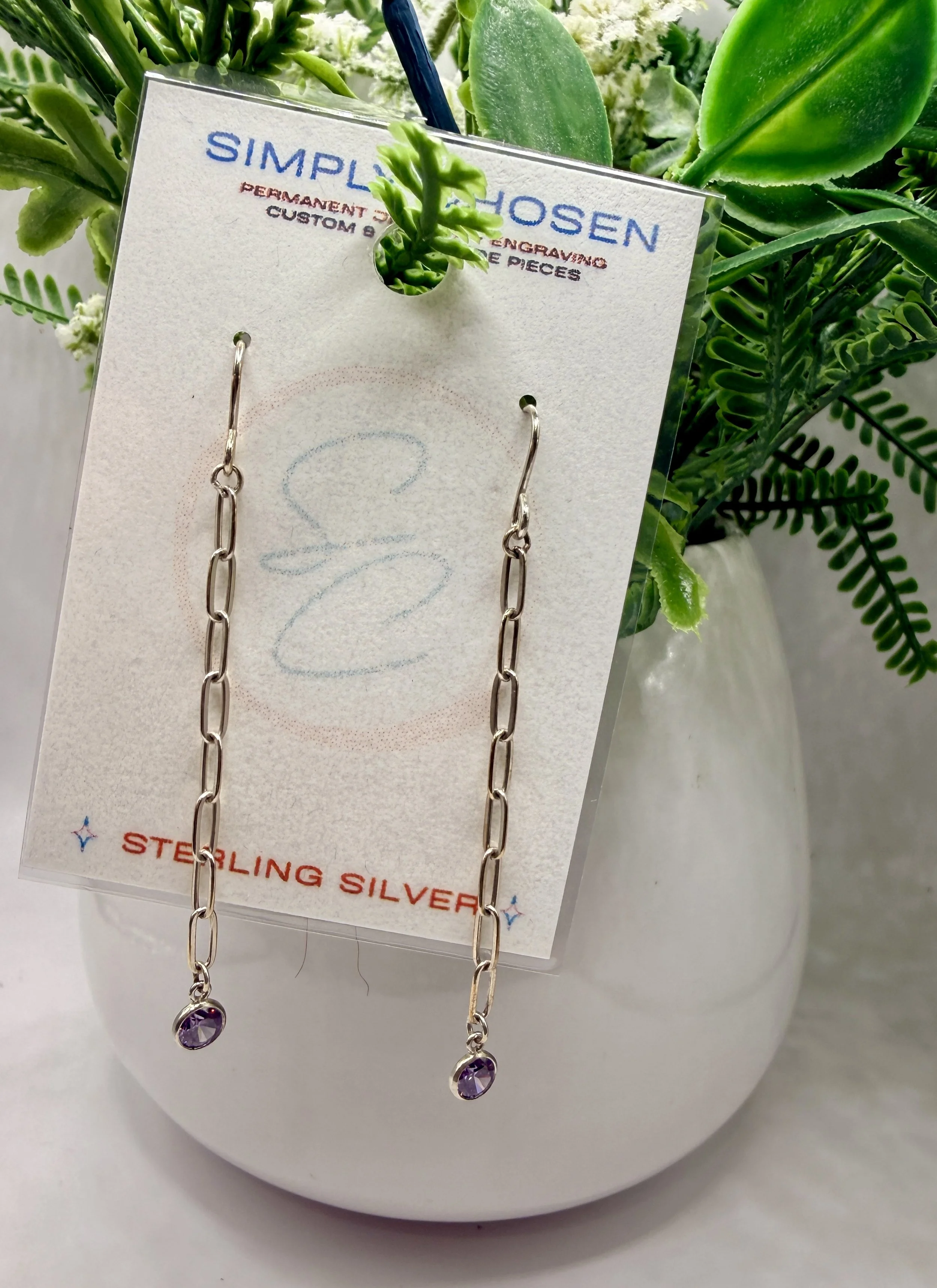 Amethyst CZ Sterling Silver Earrings