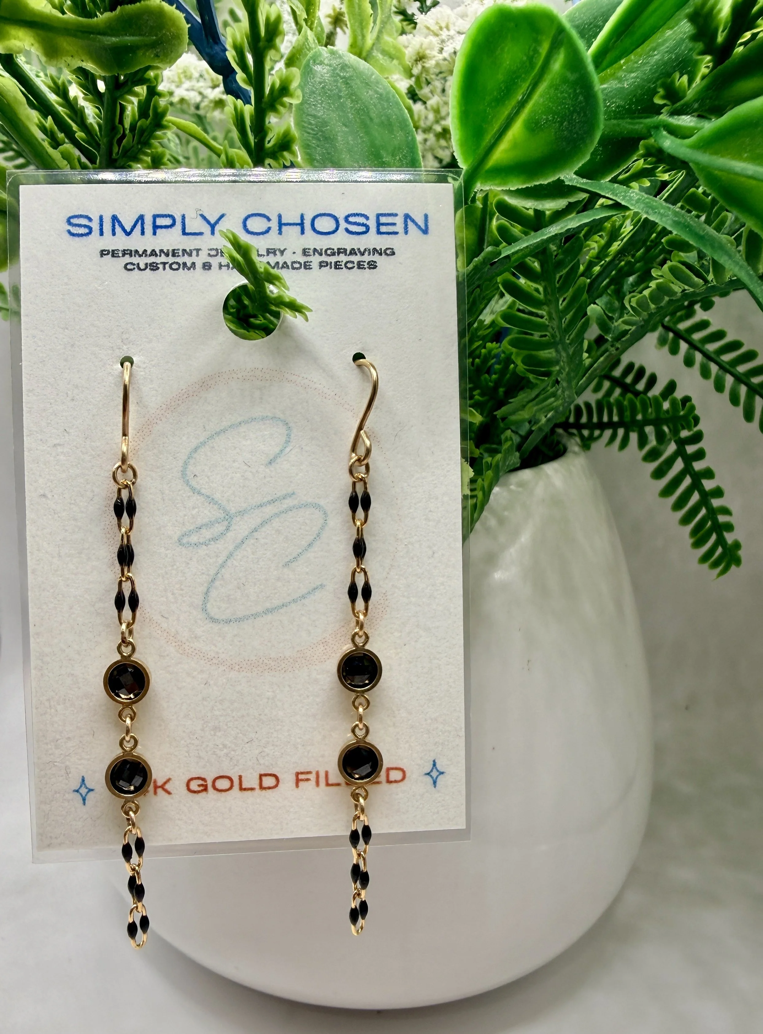 Gold-Filled Black CZ Stone Earrings