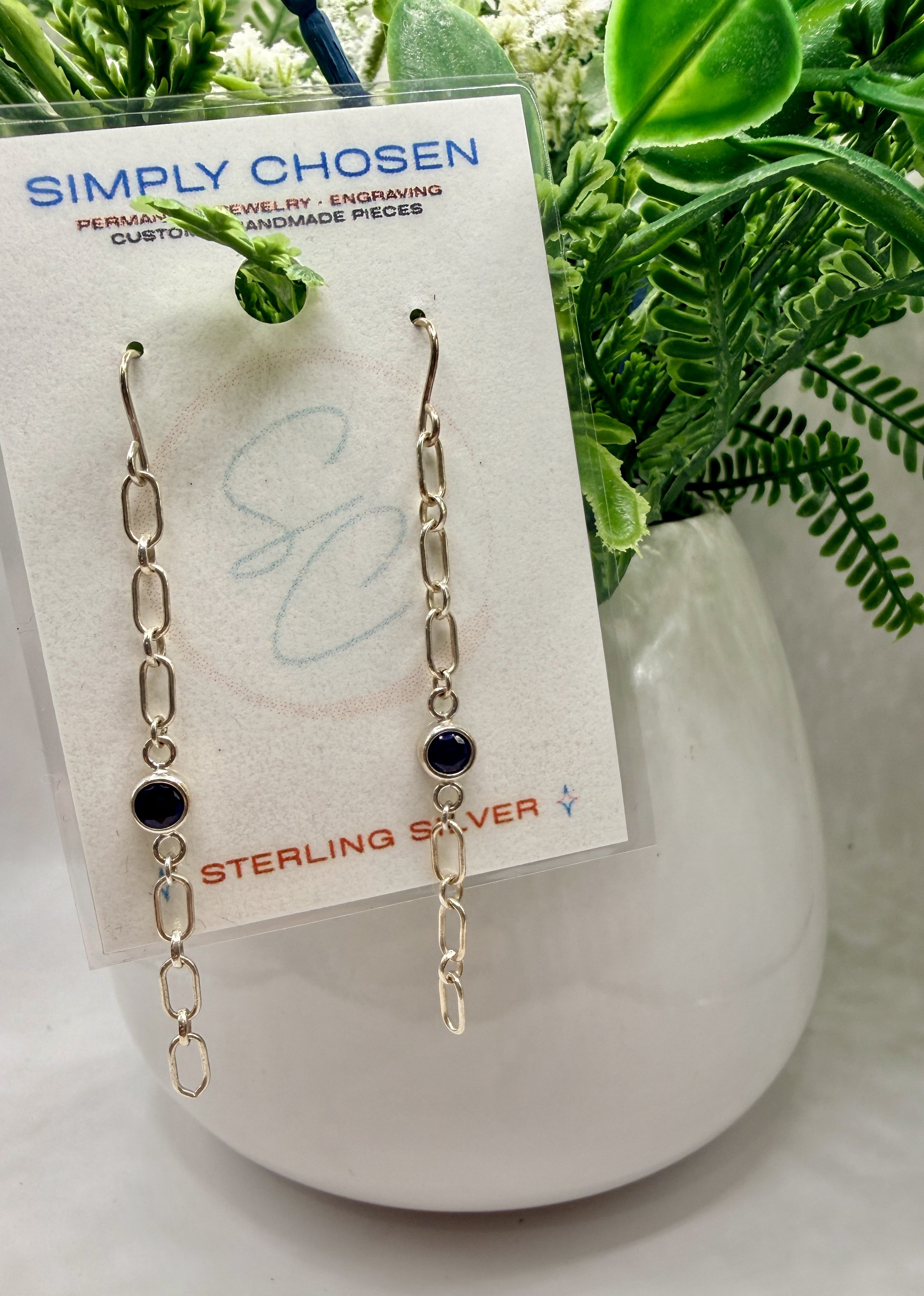 Sapphire CZ Sterling Silver Earrings