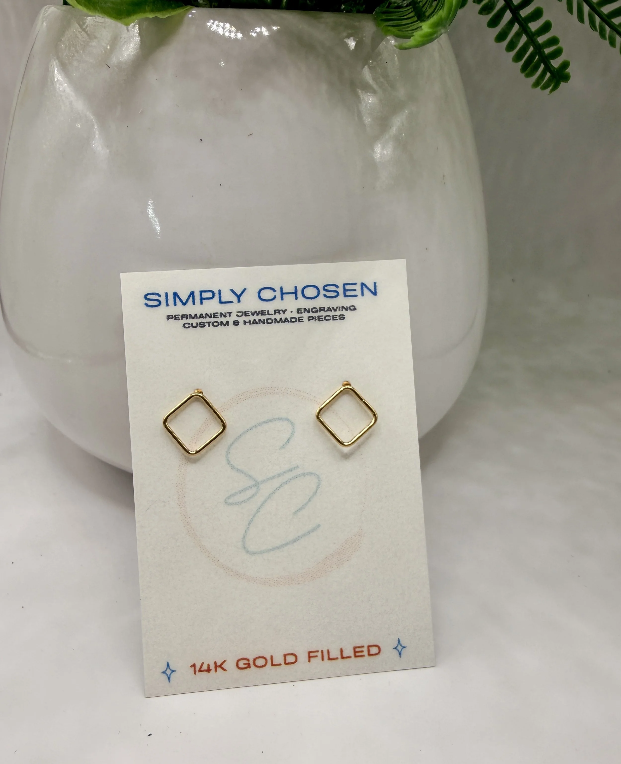 Gold Triangle Stud Earrings