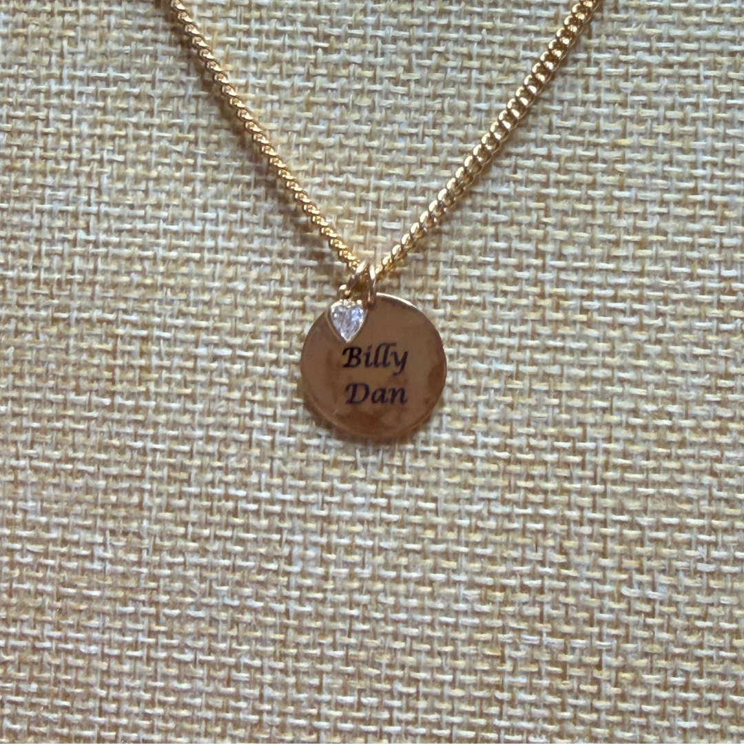 Engraved Example of a 15mm Round Charm