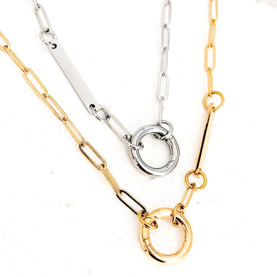 Charm Holder Bar Paperclip Necklace