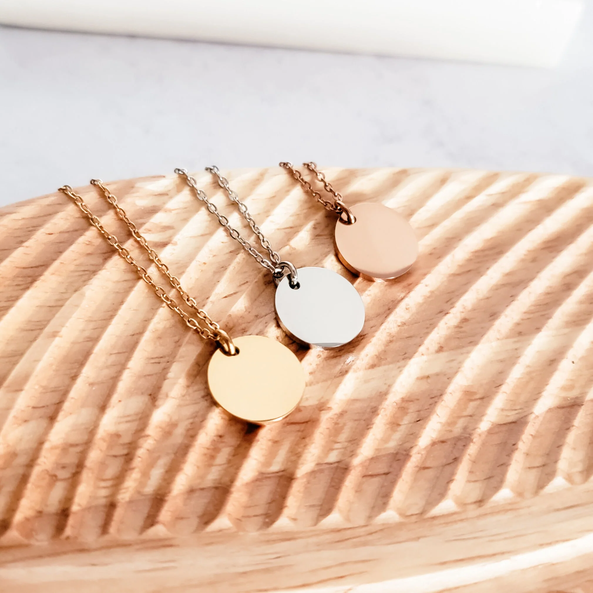 15mm Round Disc Necklace